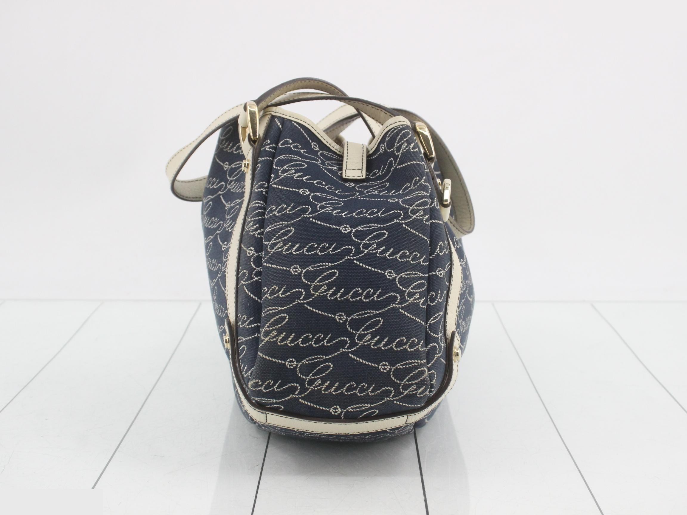 Abbey Hobo Jacquard Blue Canvas Tote Bag — view 3