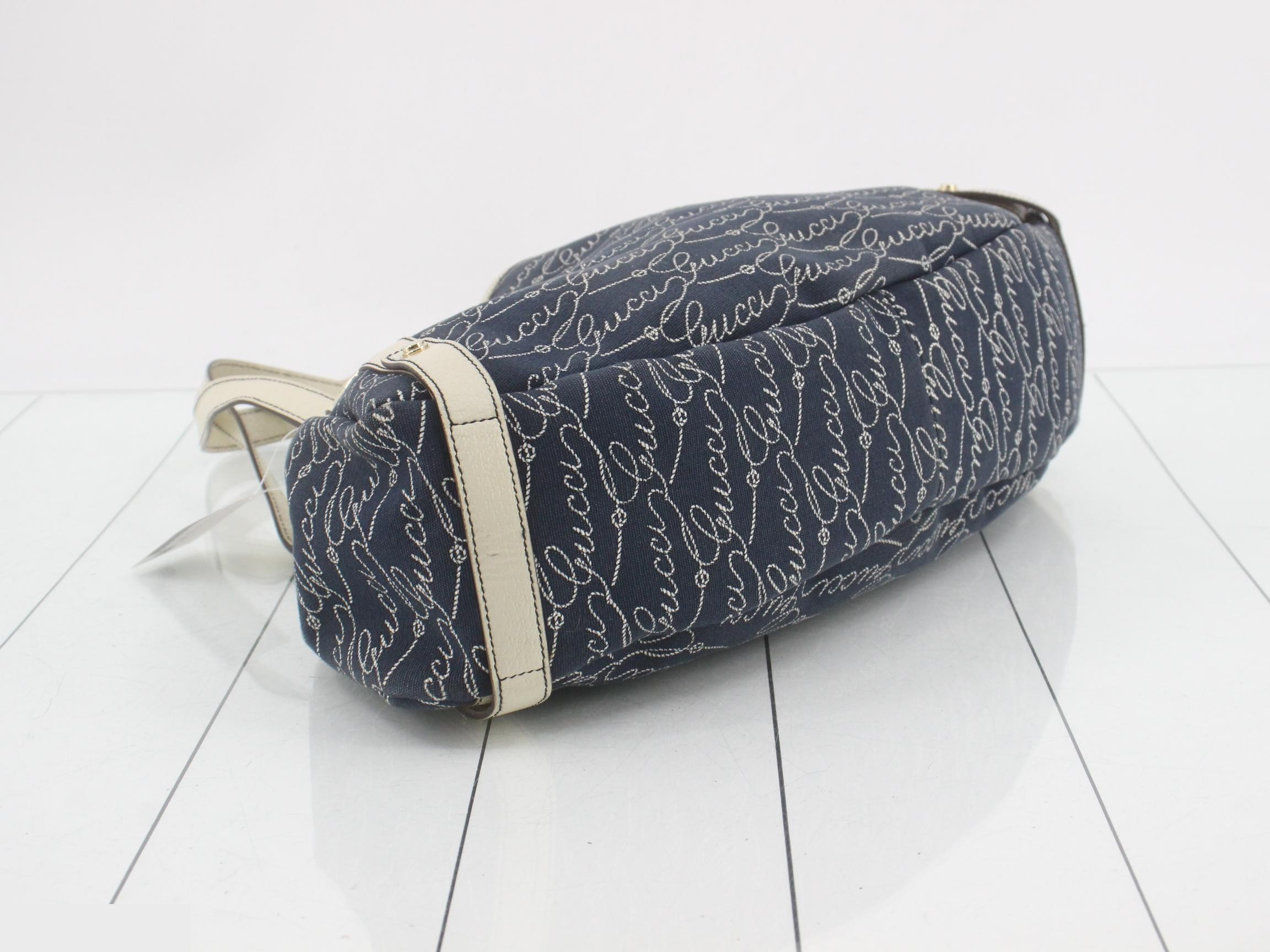 Abbey Hobo Jacquard Blue Canvas Tote Bag — view 5