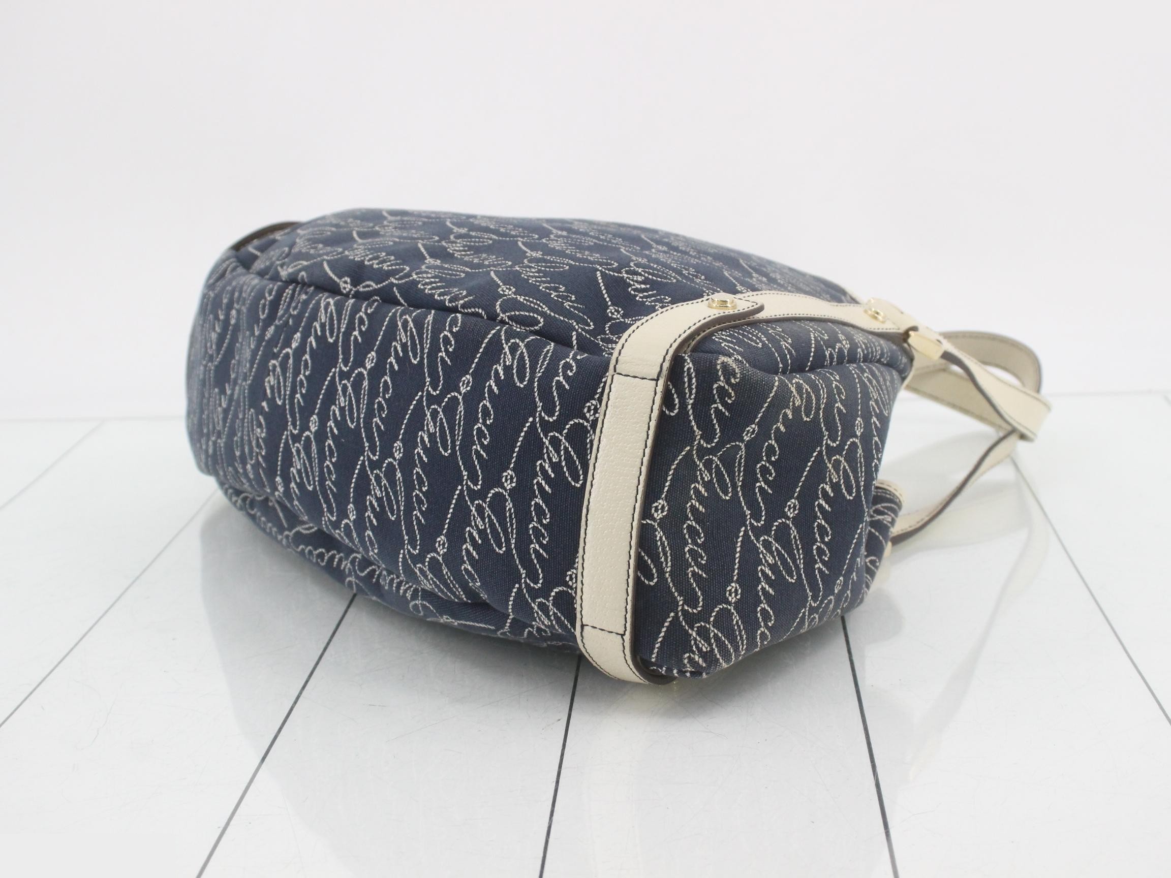 Abbey Hobo Jacquard Blue Canvas Tote Bag — view 6