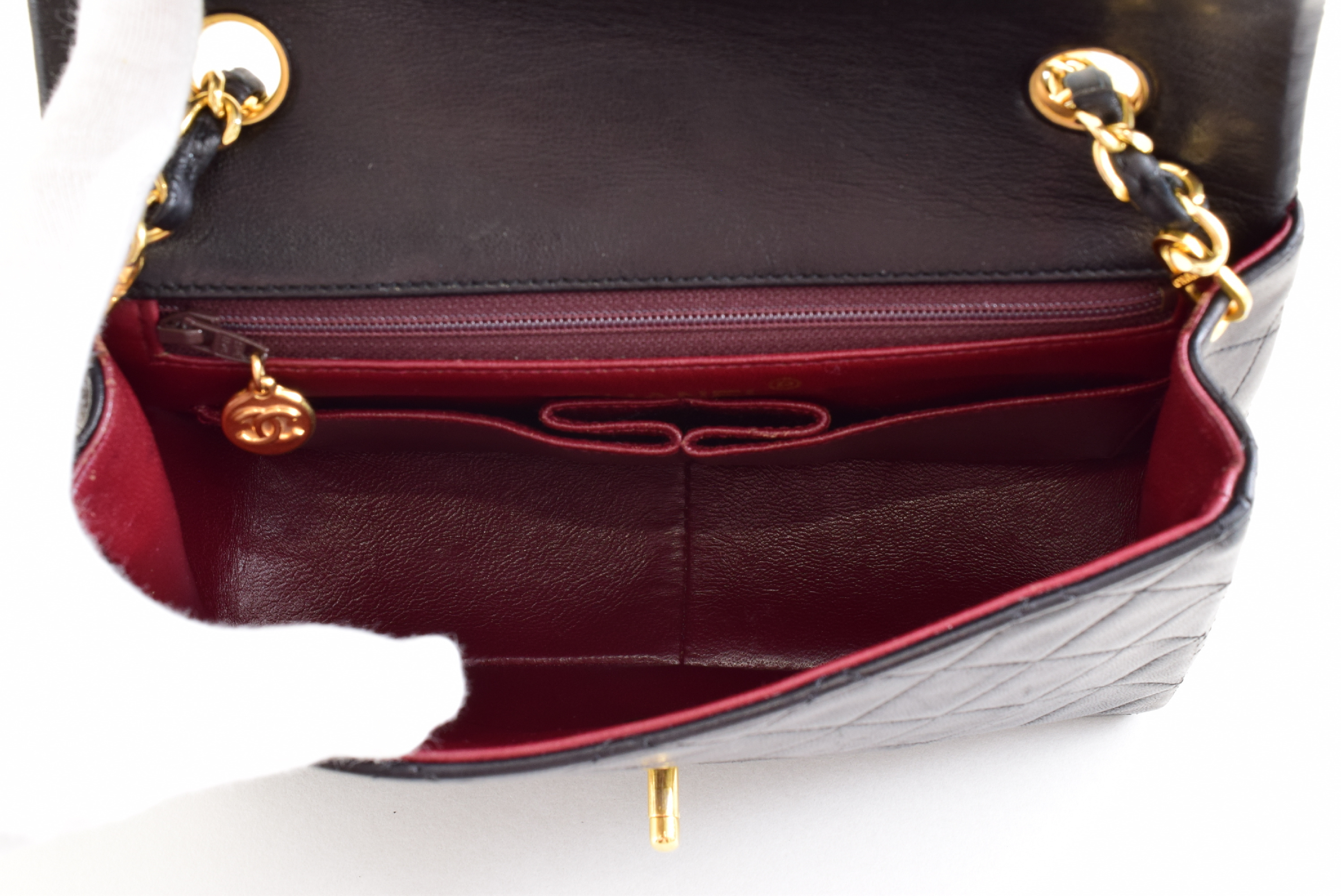 Mini Matelassé 20 Lambskin Black Chain Shoulder Bag — view 12