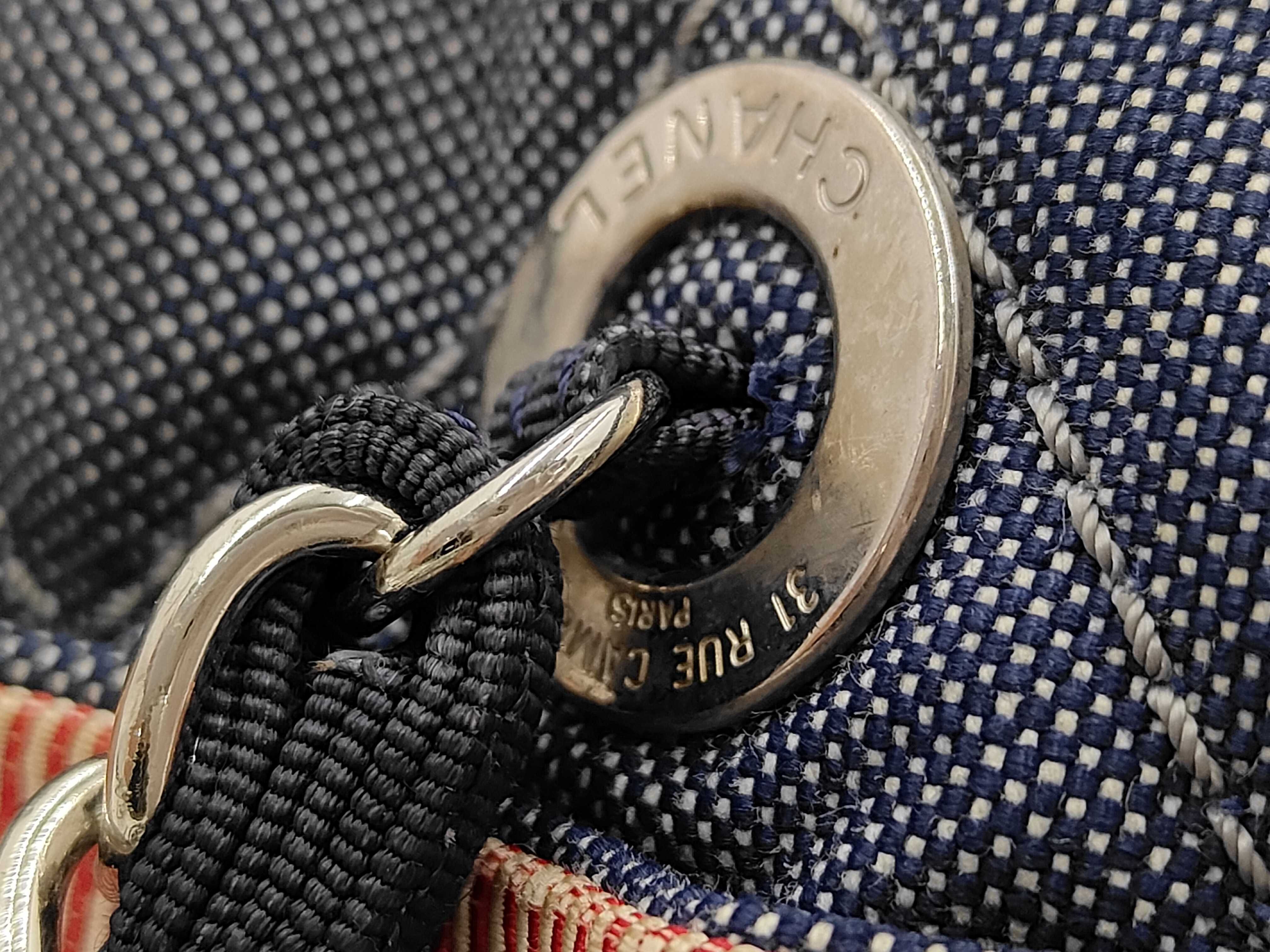 Cruise Line Denim Double Chain Tote Bag (Serial Number 14, with sticker) - Shoulder Bag — view 7