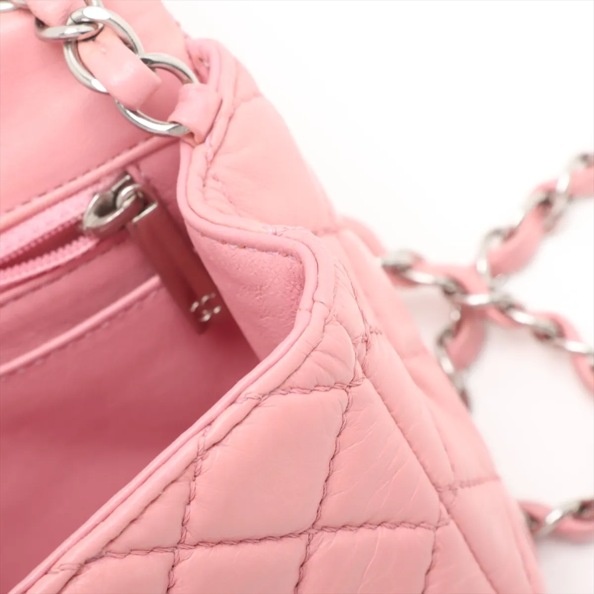 Mini Matelasse 17 Leather Single Flap Single Chain Bag Pink Silver Hardware 12622640 12th Series A35200 — view 12