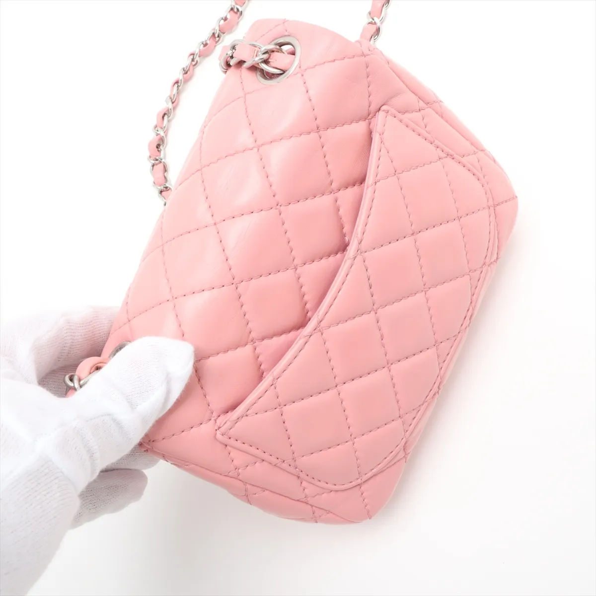 Mini Matelasse 17 Leather Single Flap Single Chain Bag Pink Silver Hardware 12622640 12th Series A35200 — view 13