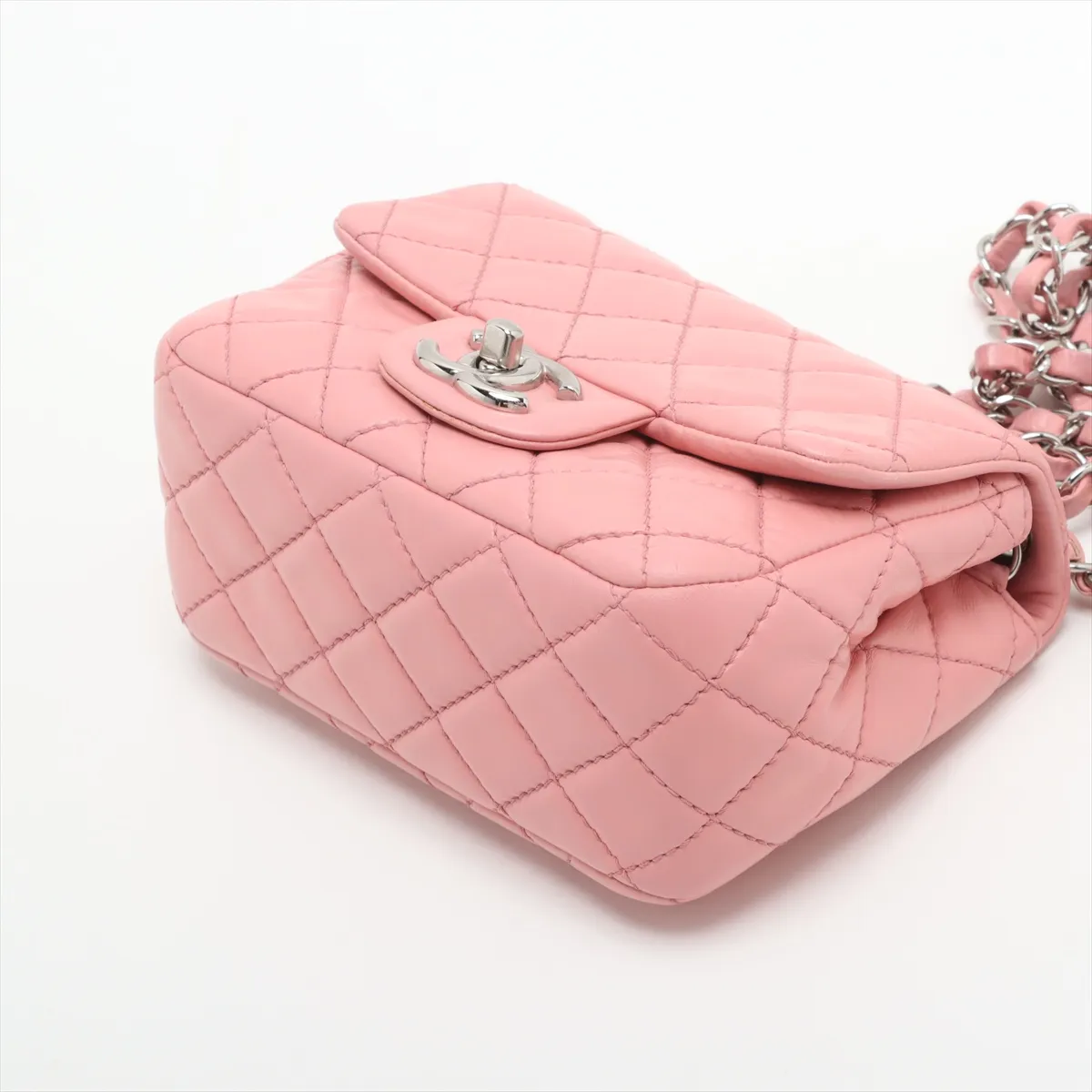 Mini Matelasse 17 Leather Single Flap Single Chain Bag Pink Silver Hardware 12622640 12th Series A35200 — view 3