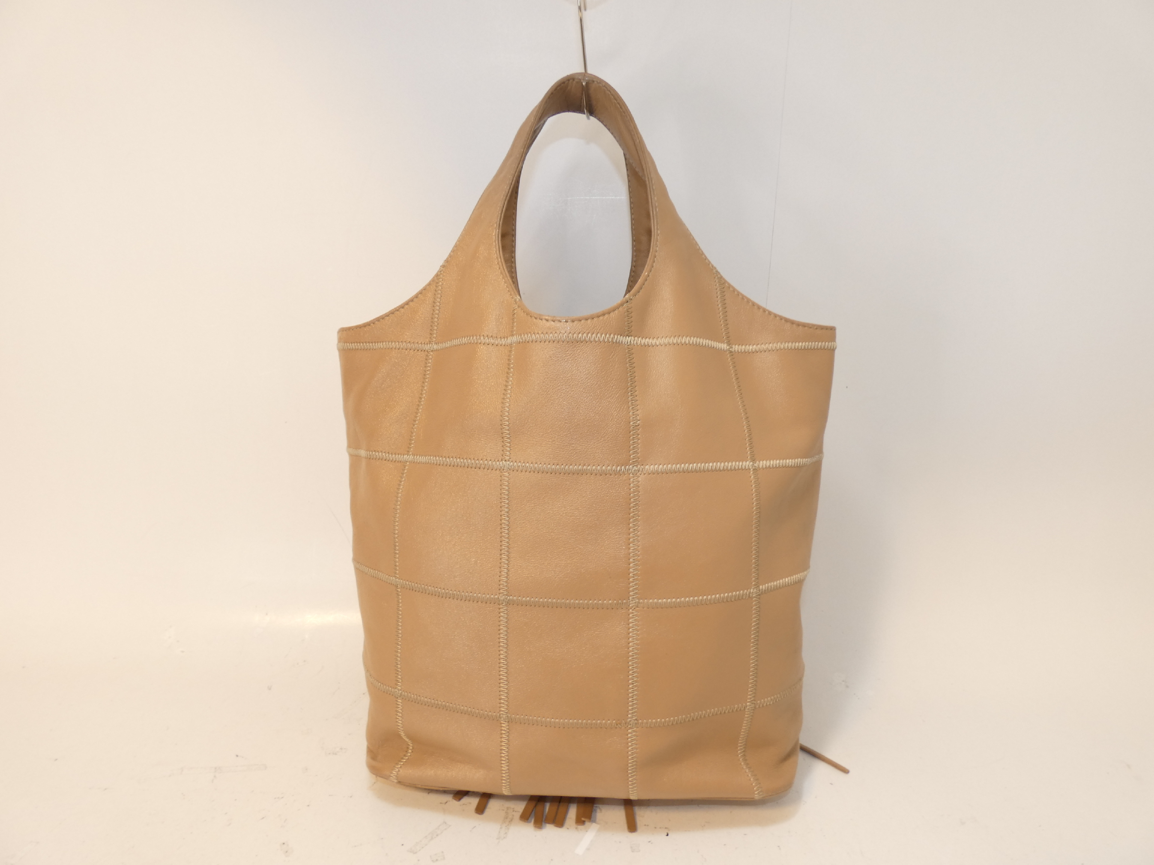 Chocolate Bar Fringe Leather Tote Handbag — view 2
