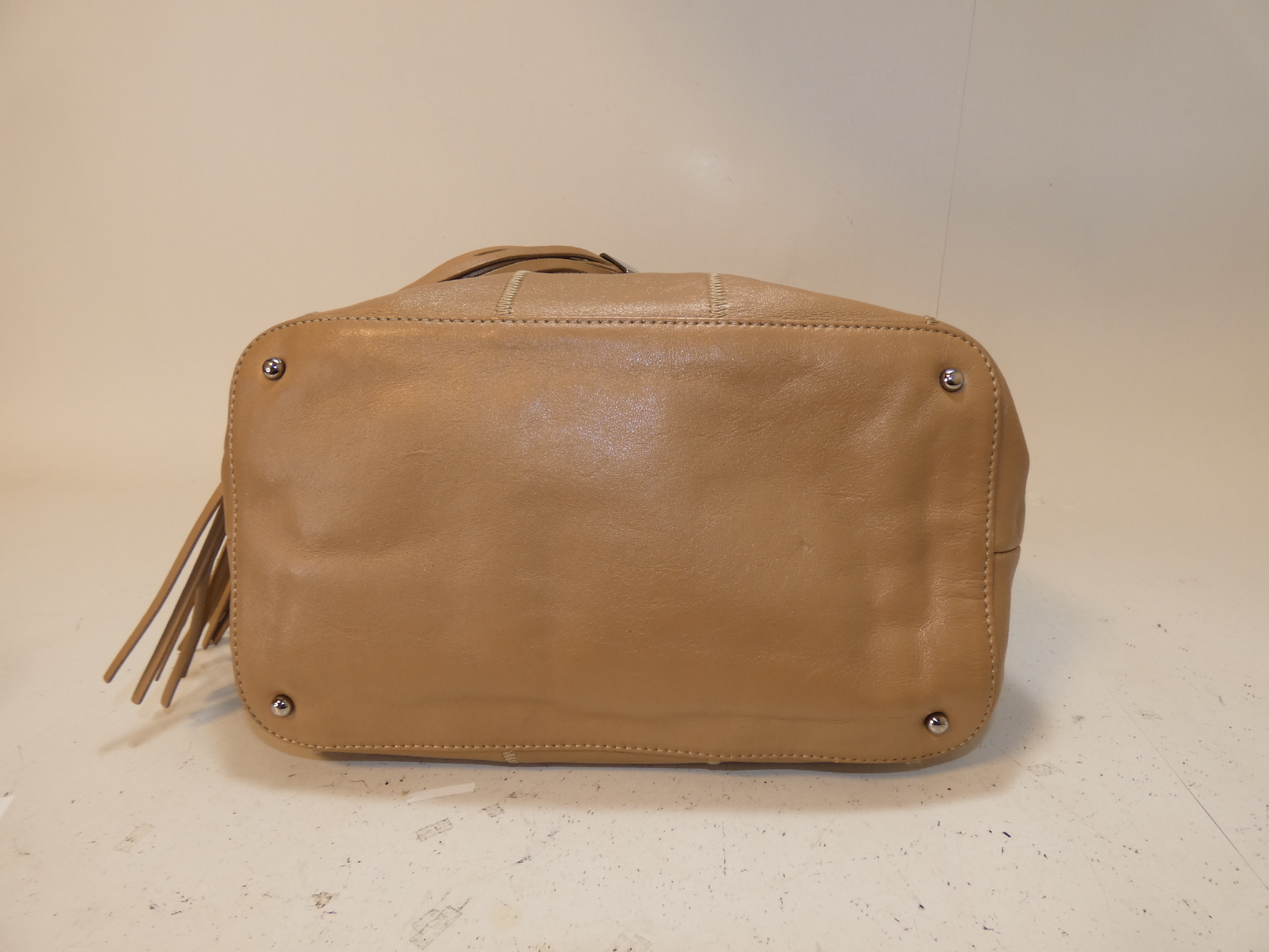 Chocolate Bar Fringe Leather Tote Handbag — view 5