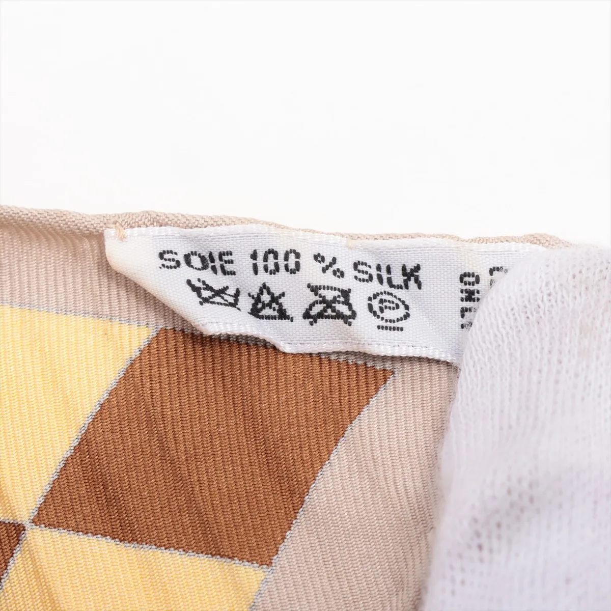 pleated scarf, Fantaisies indiennes (Enchanting India), silk, brown, some wear, snags, — view 3