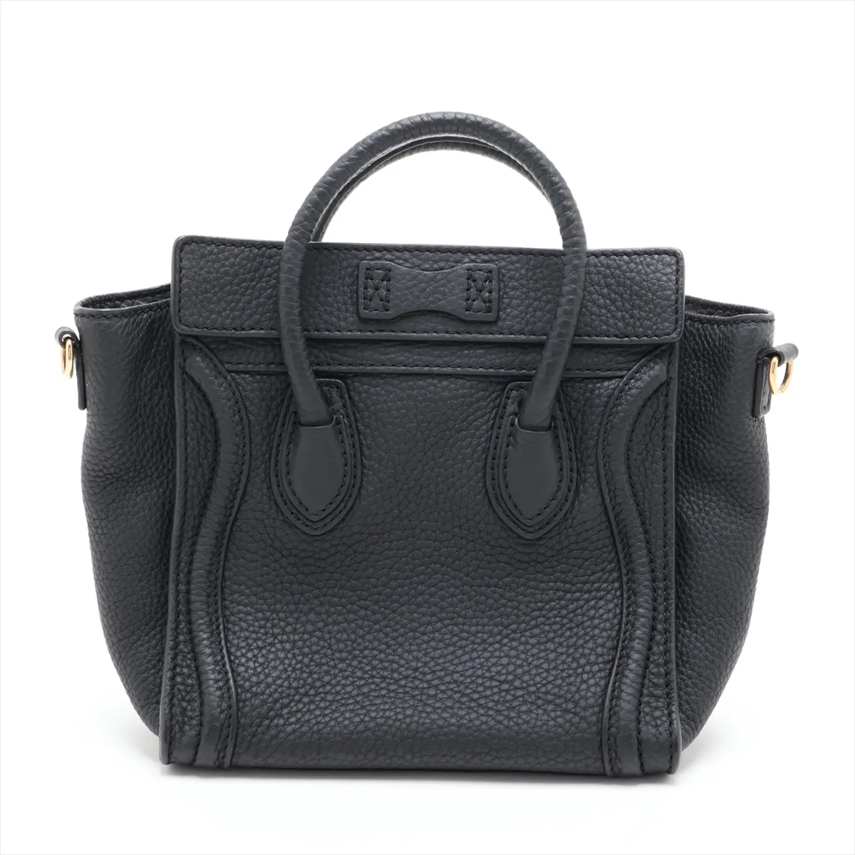 Luggage Nano Shopper Leather 2-Way Handbag, Black — view 2
