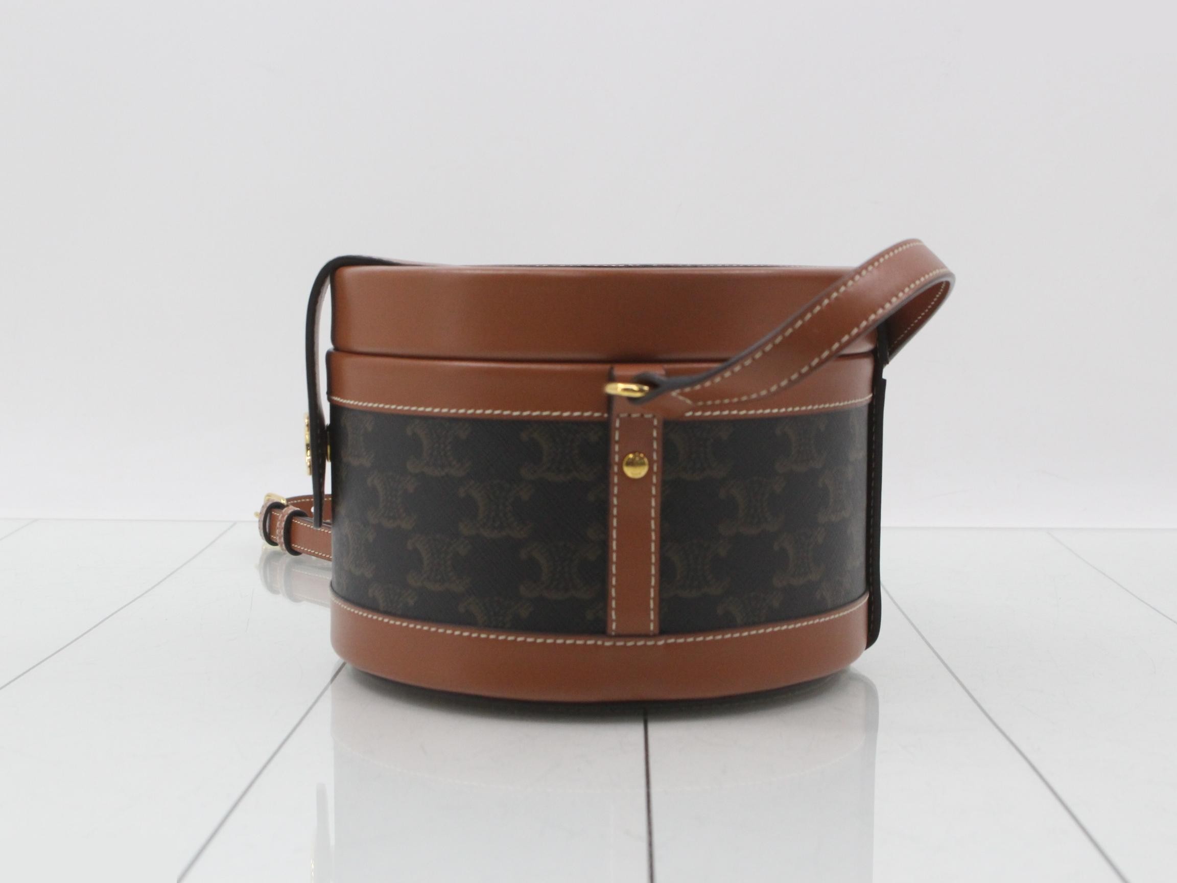 Triomphe Tambour Shoulder Bag, Brown — view 3