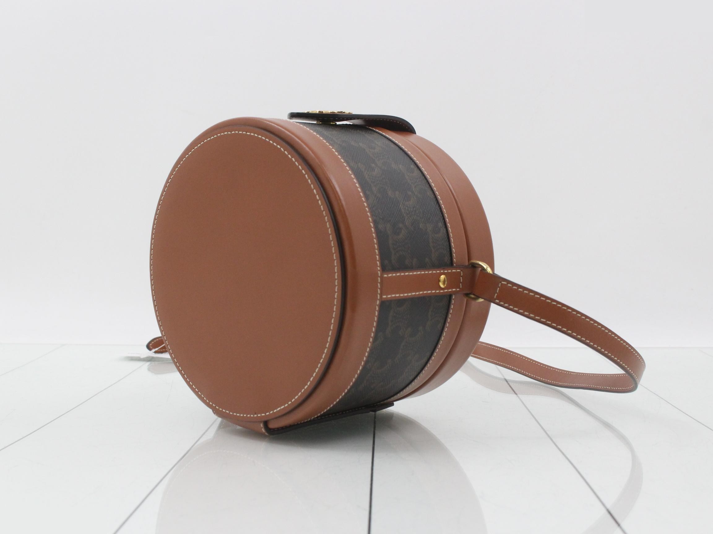 Triomphe Tambour Shoulder Bag, Brown — view 6