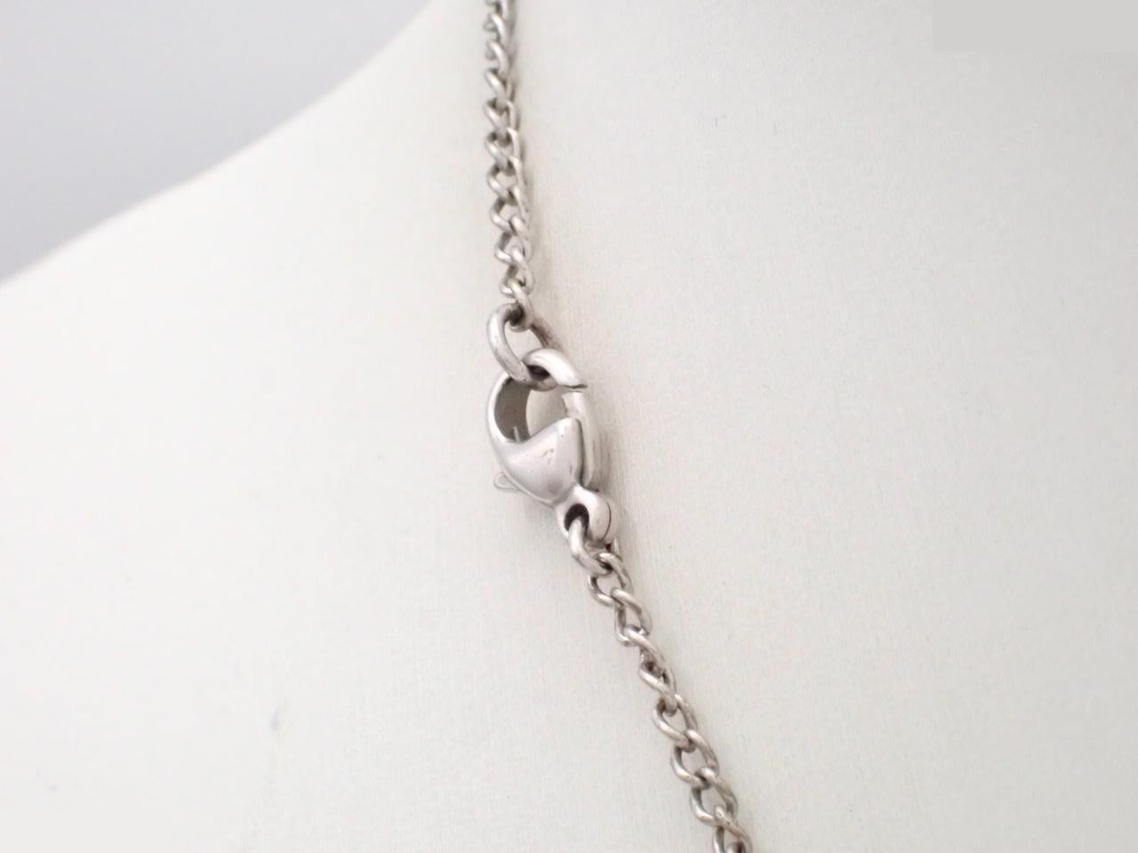Necklace, metal, Coco Mark, red and silver, chain approximately 42cm — view 2