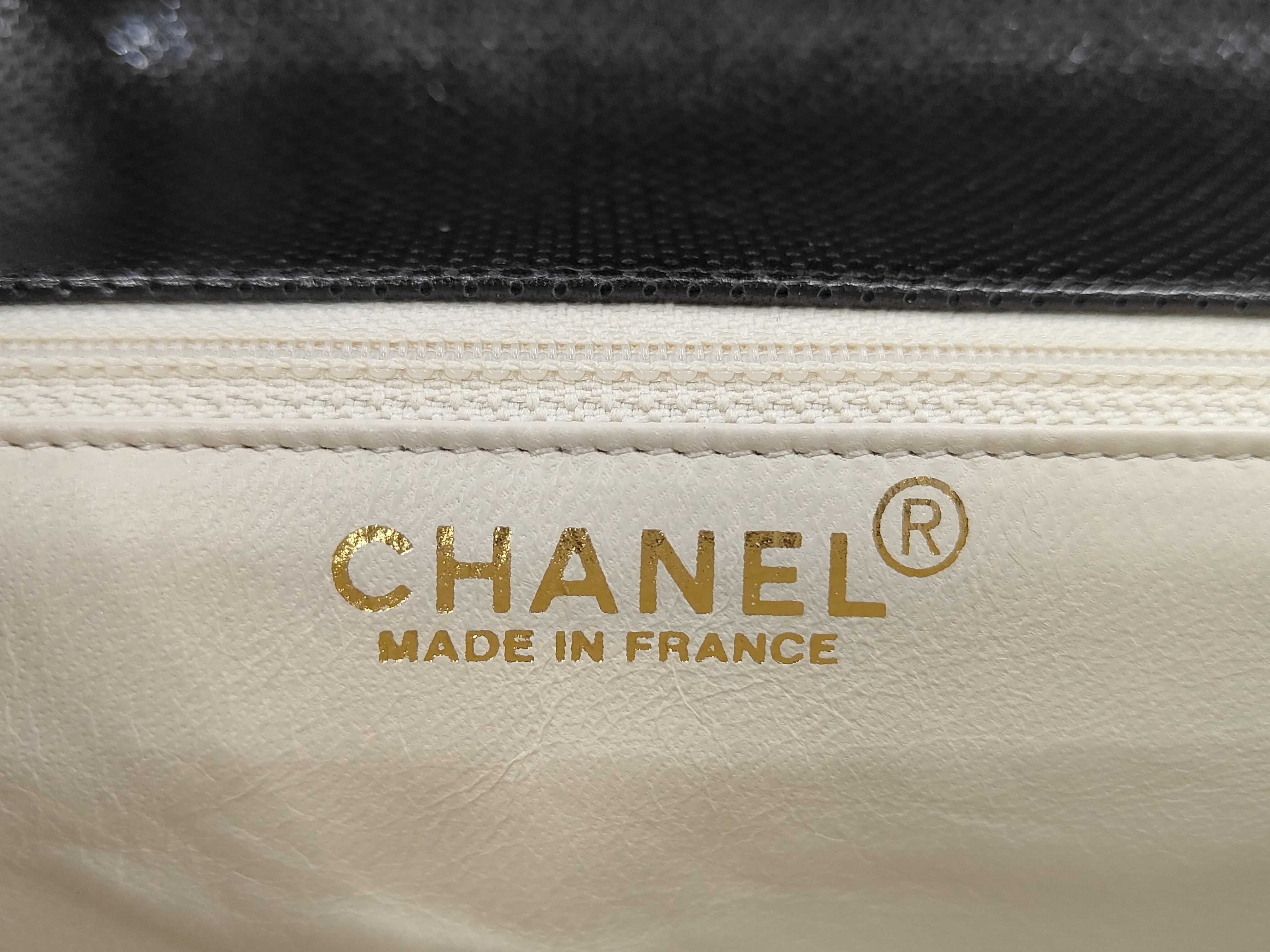 Coco Mark Perforated Shoulder Bag, Black x White, with original sticker, serial number in the 6th range. — view 9