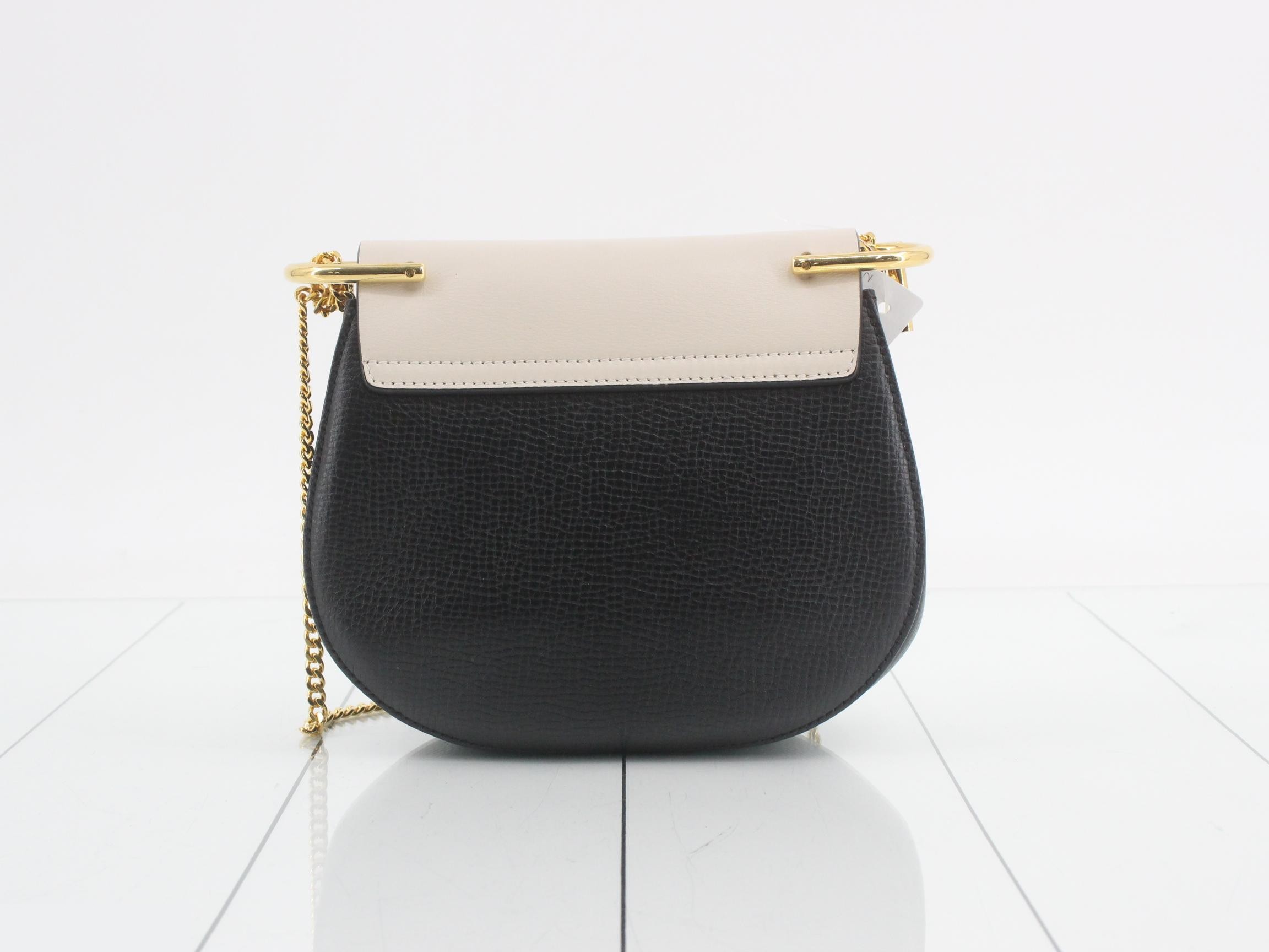 Drew Chain Shoulder Bag, Black x Ivory — view 2