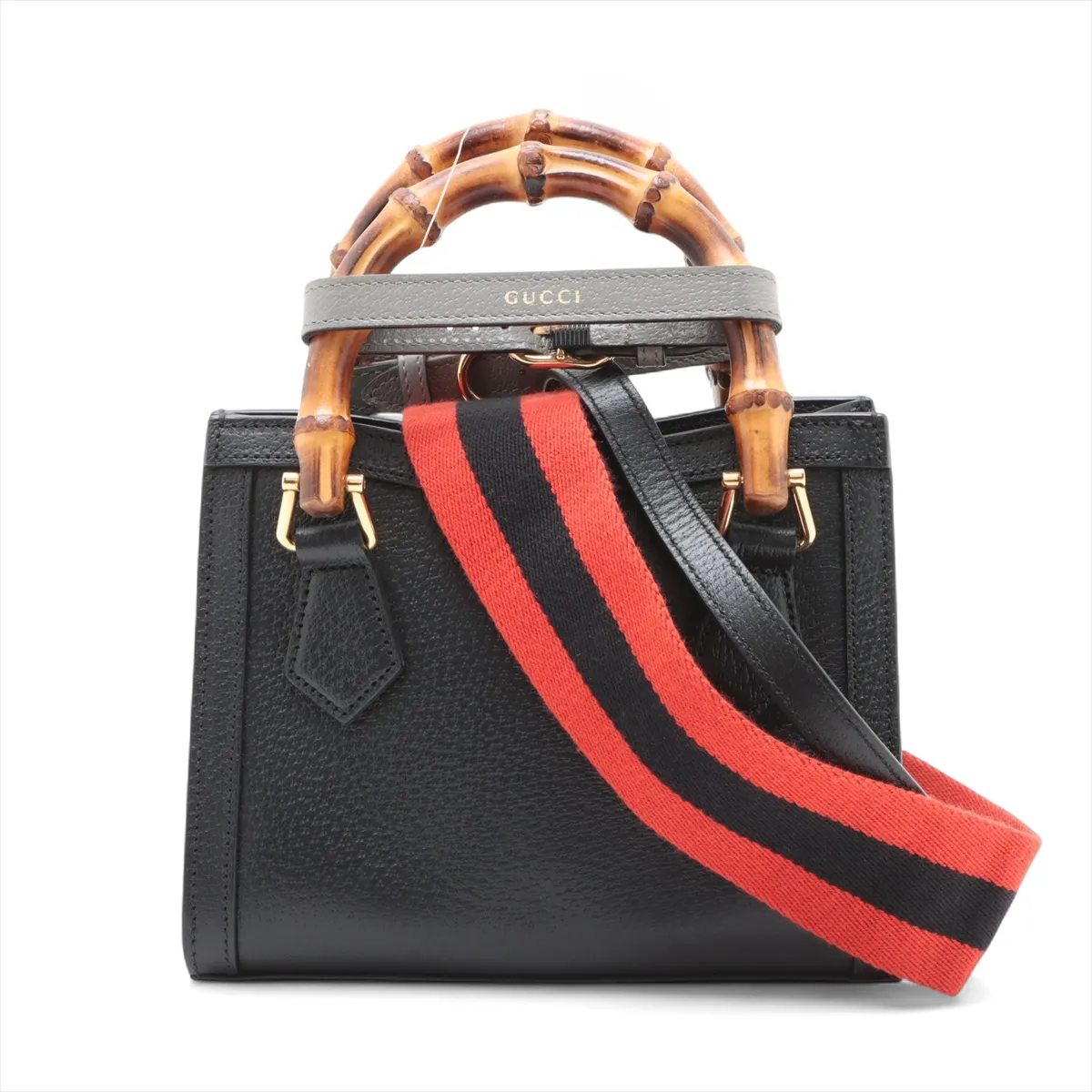 Bamboo Diana Leather 2-Way Handbag, Black, 702732