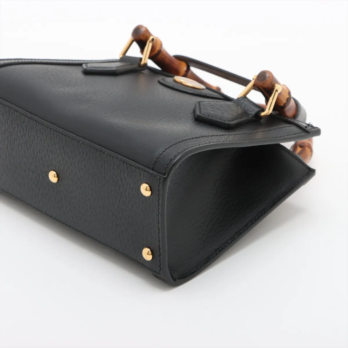 Bamboo Diana Leather 2-Way Handbag, Black, 702732 — view 3