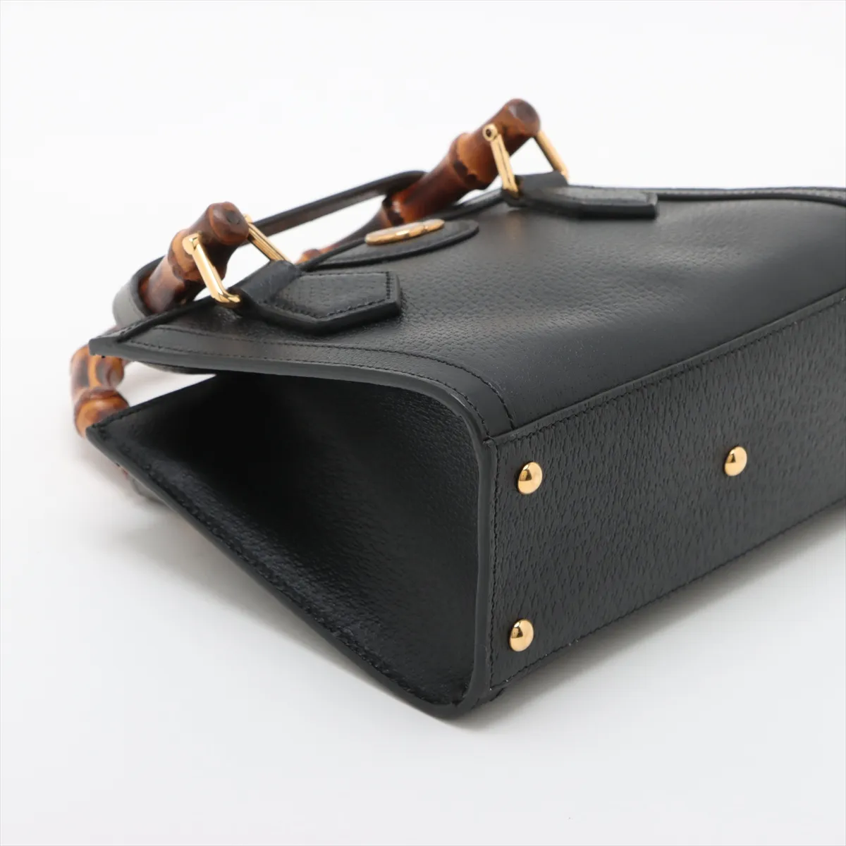 Bamboo Diana Leather 2-Way Handbag, Black, 702732 — view 4