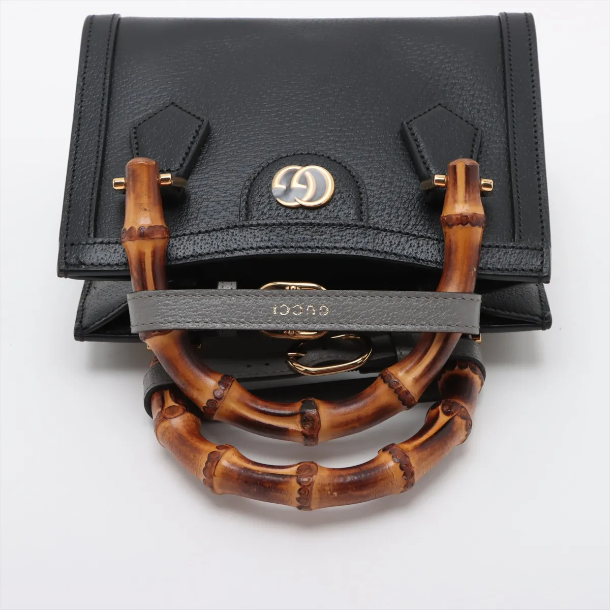 Bamboo Diana Leather 2-Way Handbag, Black, 702732 — view 5