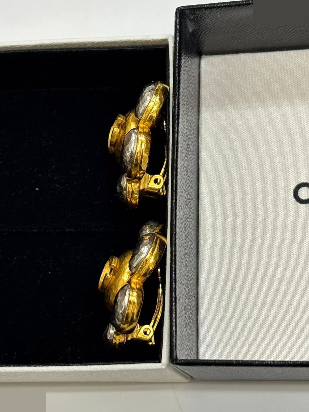 Camellia earrings, 97A, with box. — view 3