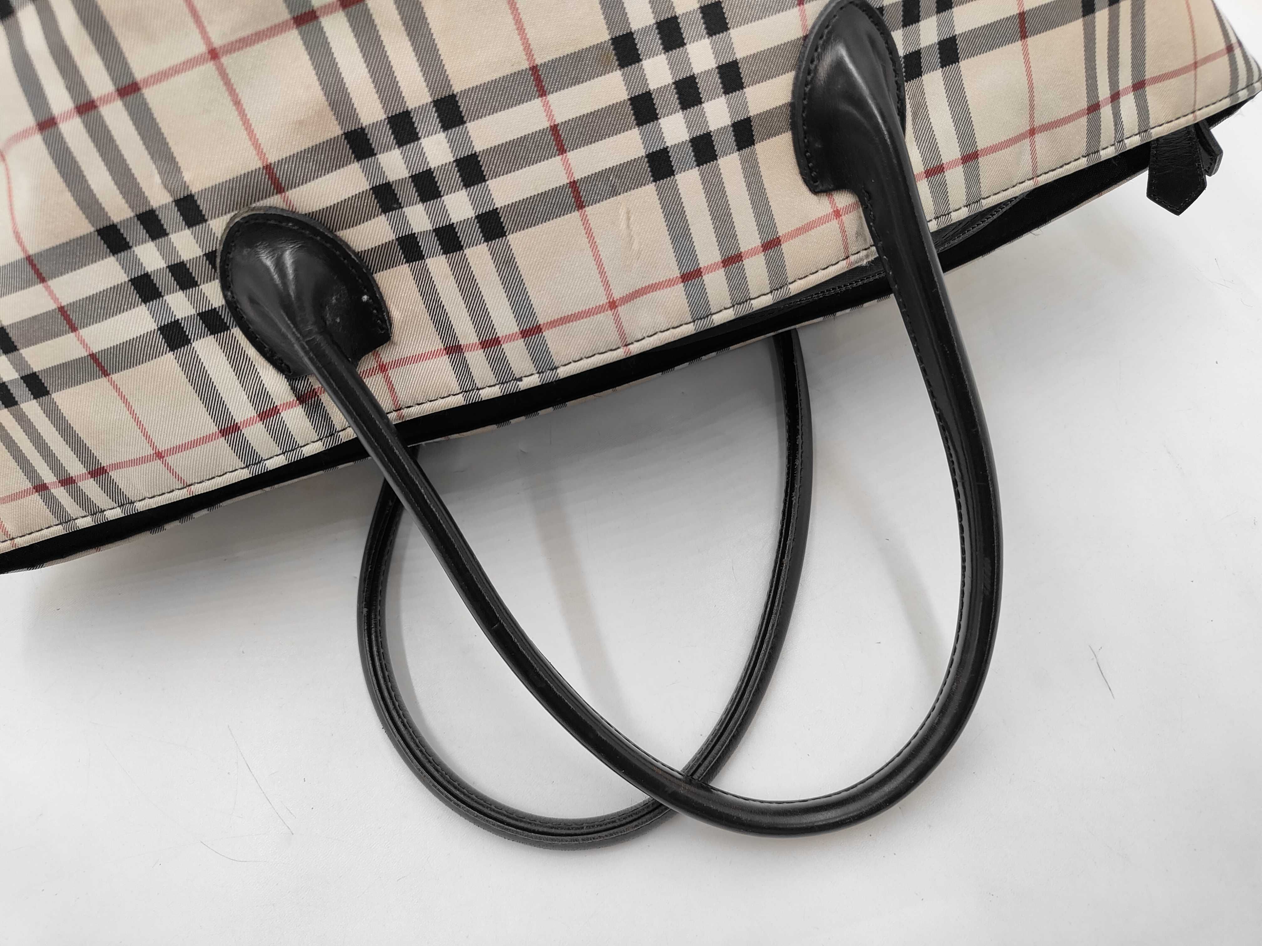 Blue Label Tote Bag, Nylon, Beige Check Tote Bag — view 3