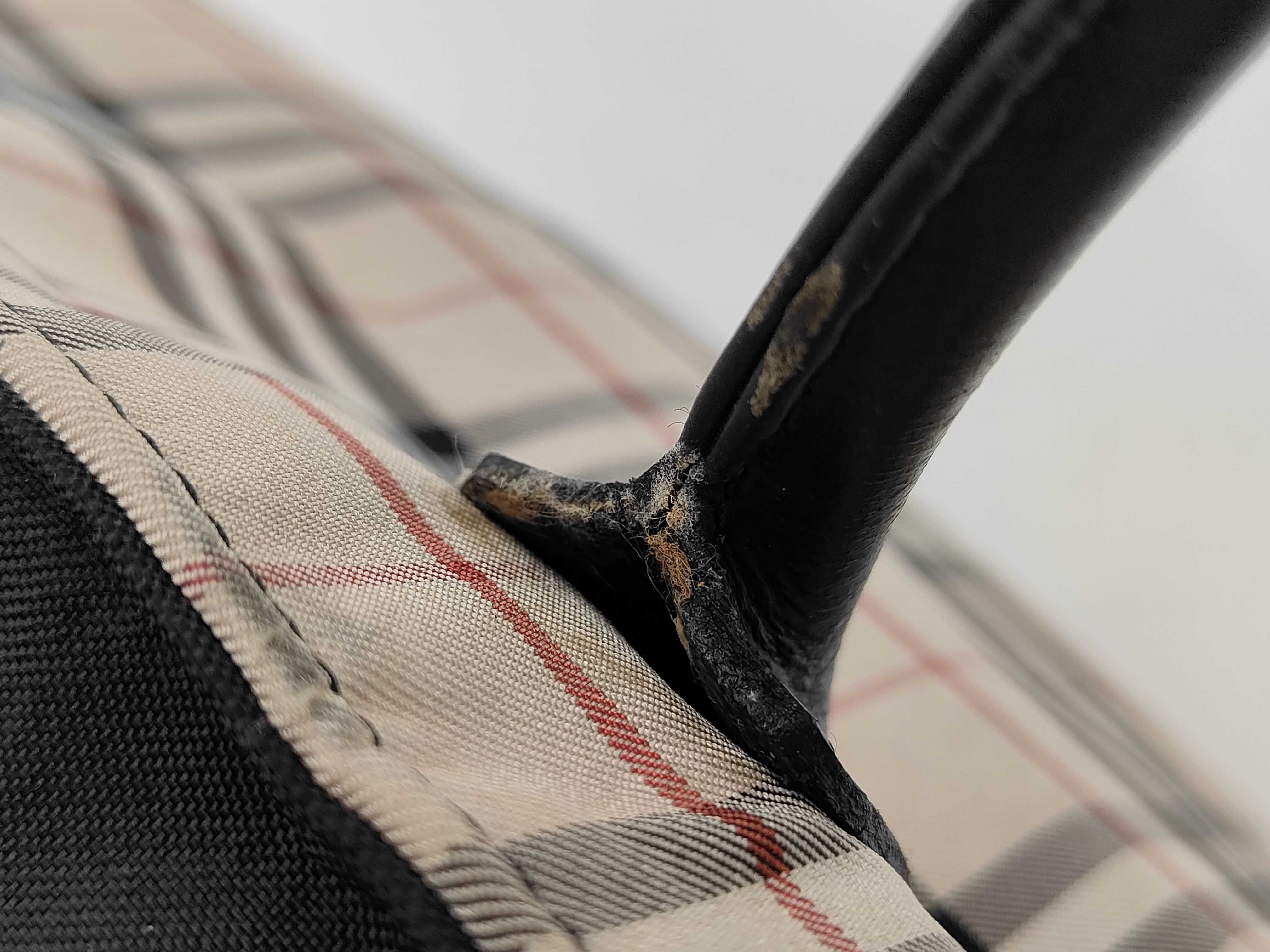 Blue Label Tote Bag, Nylon, Beige Check Tote Bag — view 7
