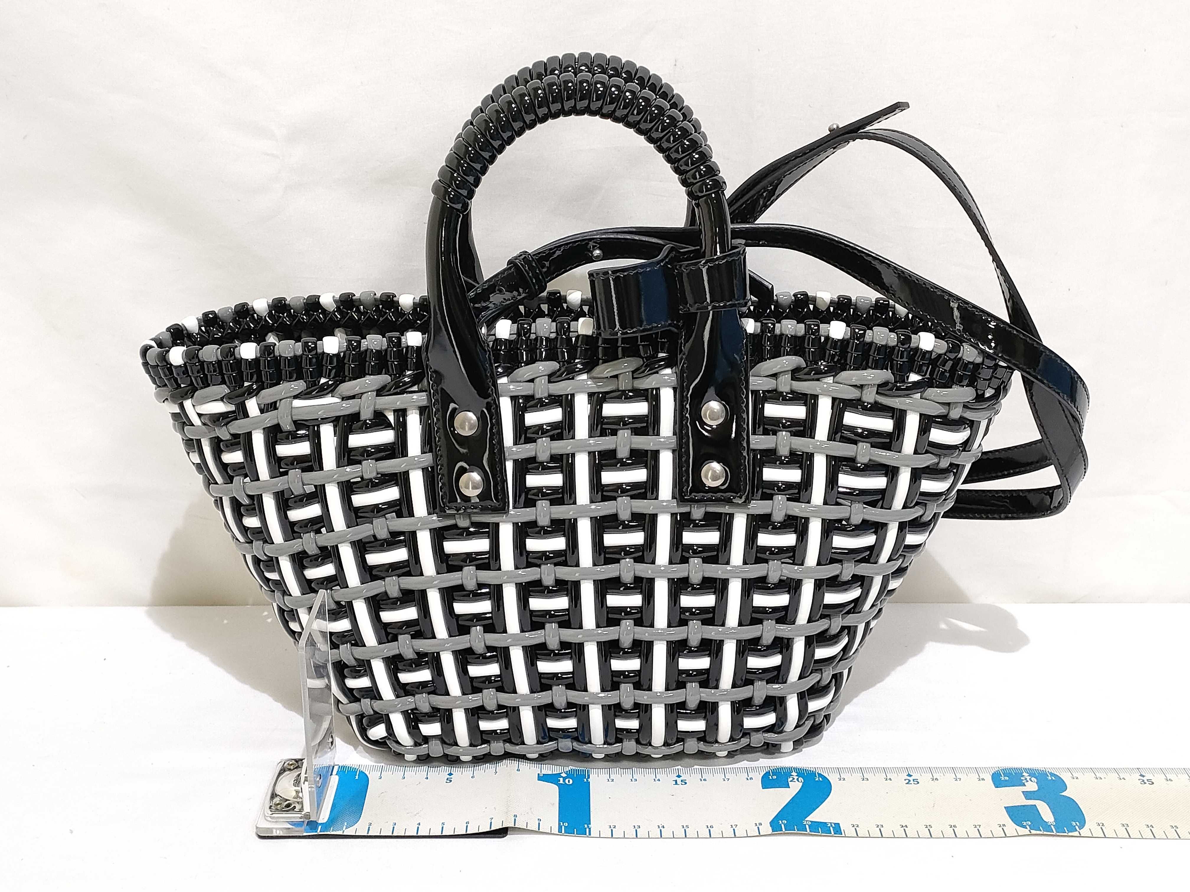 Bistro Basket Bag XS Patent Leather Handbag Black x White 671342 Handbag — view 2