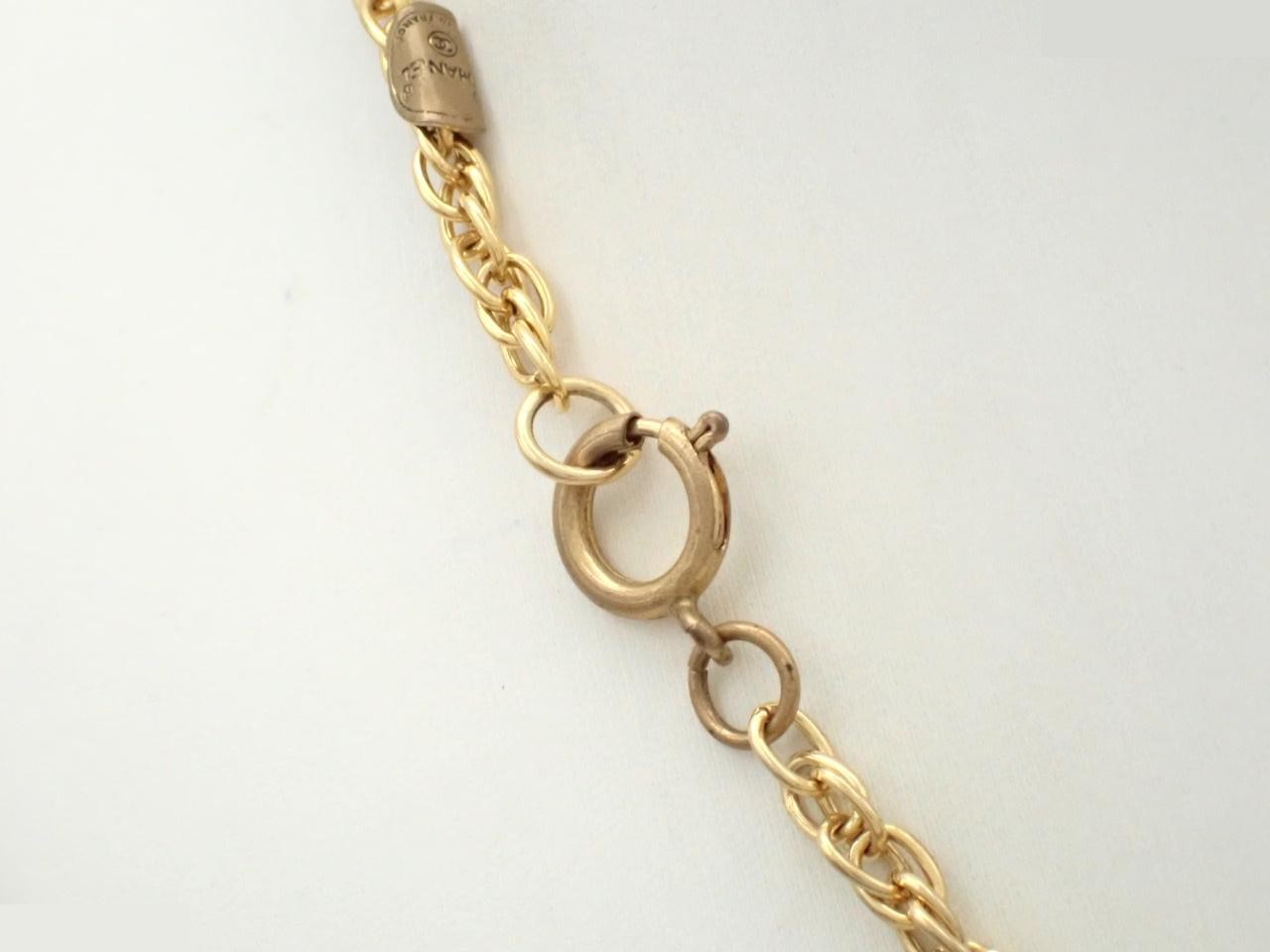Coco Mark Rhinestone Necklace with Engraved Plate, Gold — view 2