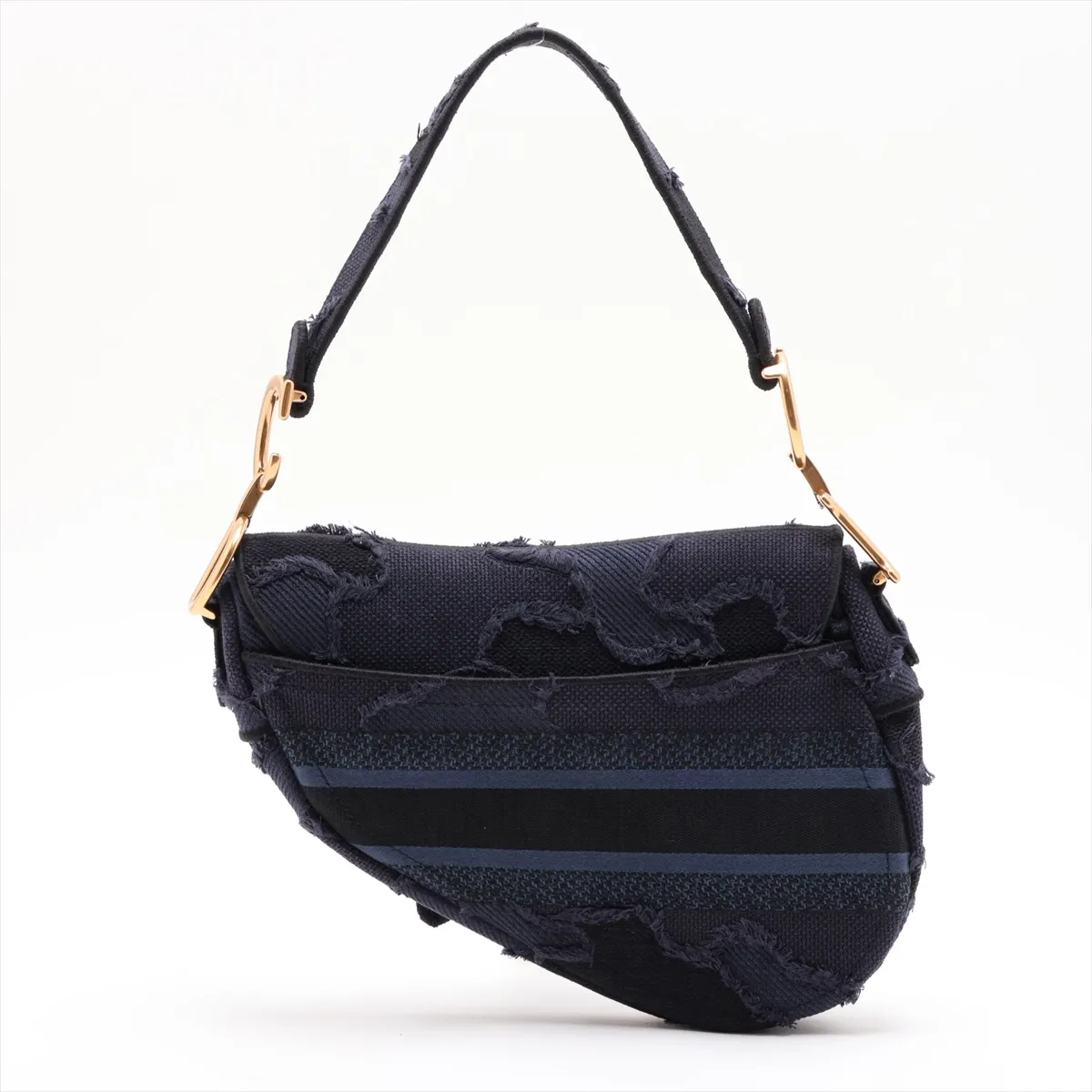Saddle Bag Canvas x Leather Shoulder Bag Navy — view 2