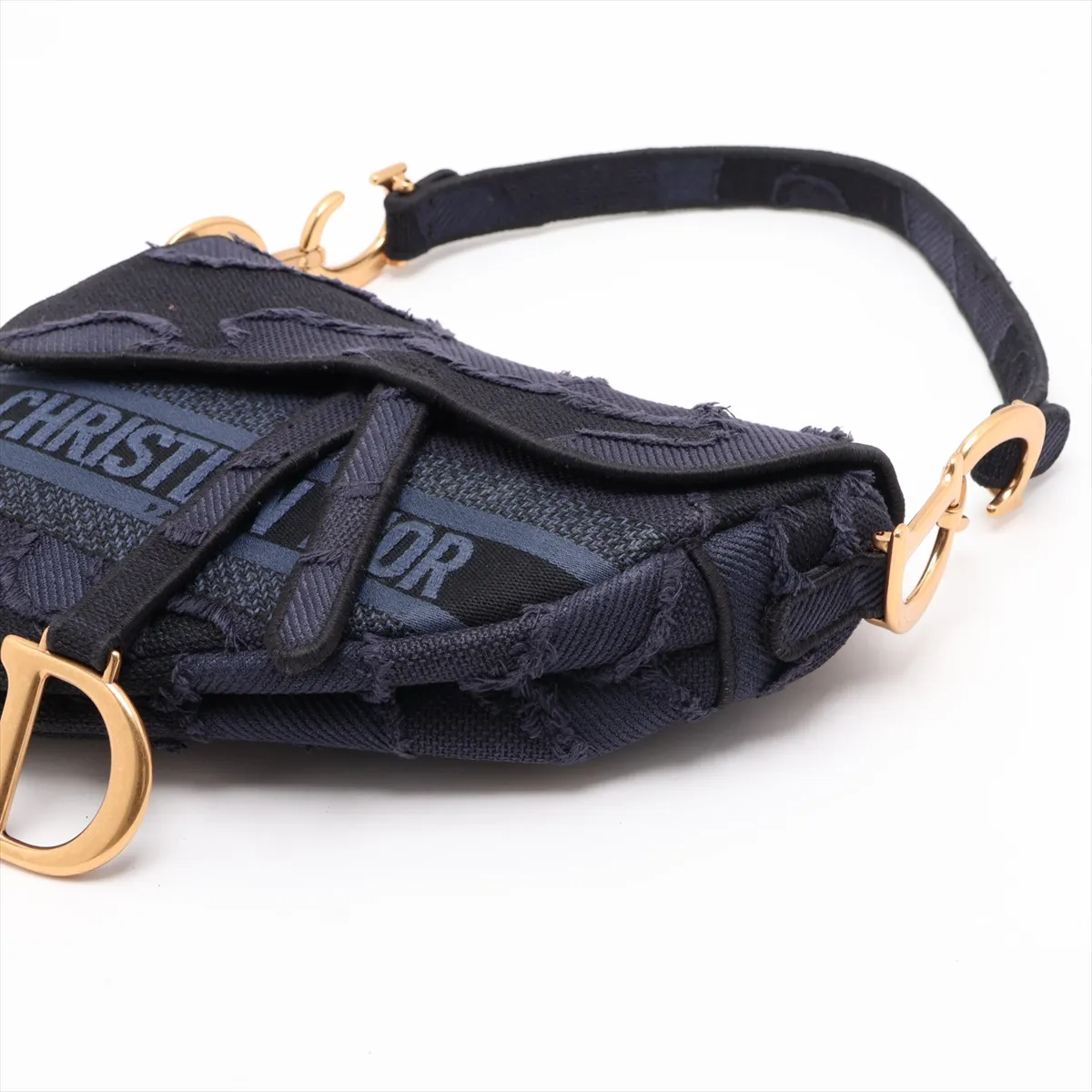 Saddle Bag Canvas x Leather Shoulder Bag Navy — view 3
