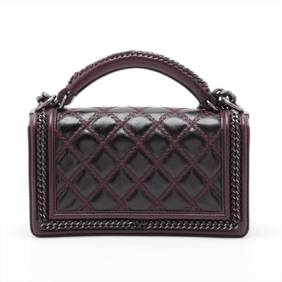 Boy Chanel Leather 2-Way Handbag, Top Handle, Bordeaux, Gunmetal Hardware, 21020955, Serial Number 21 — view 2