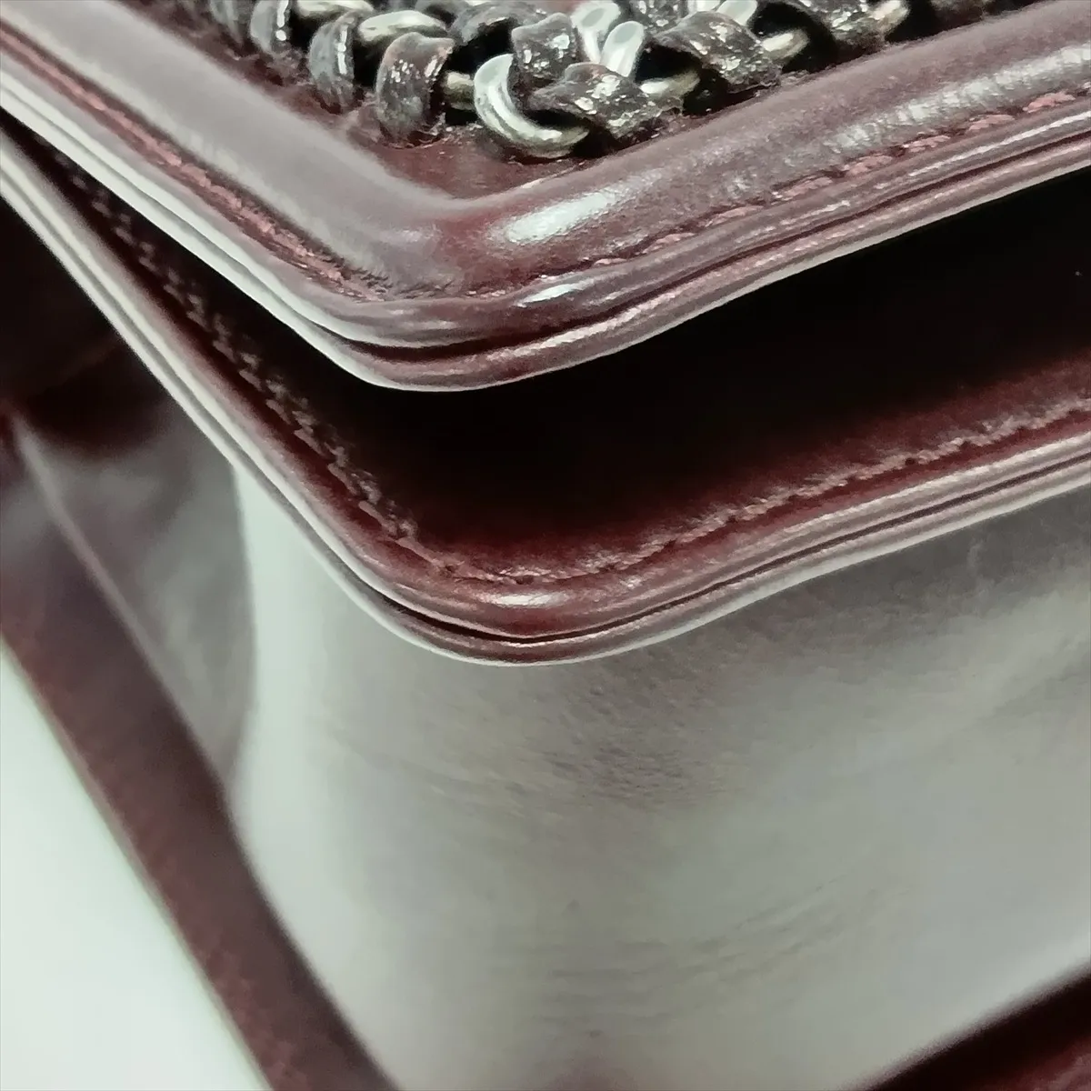Boy Chanel Leather 2-Way Handbag, Top Handle, Bordeaux, Gunmetal Hardware, 21020955, Serial Number 21 — view 12