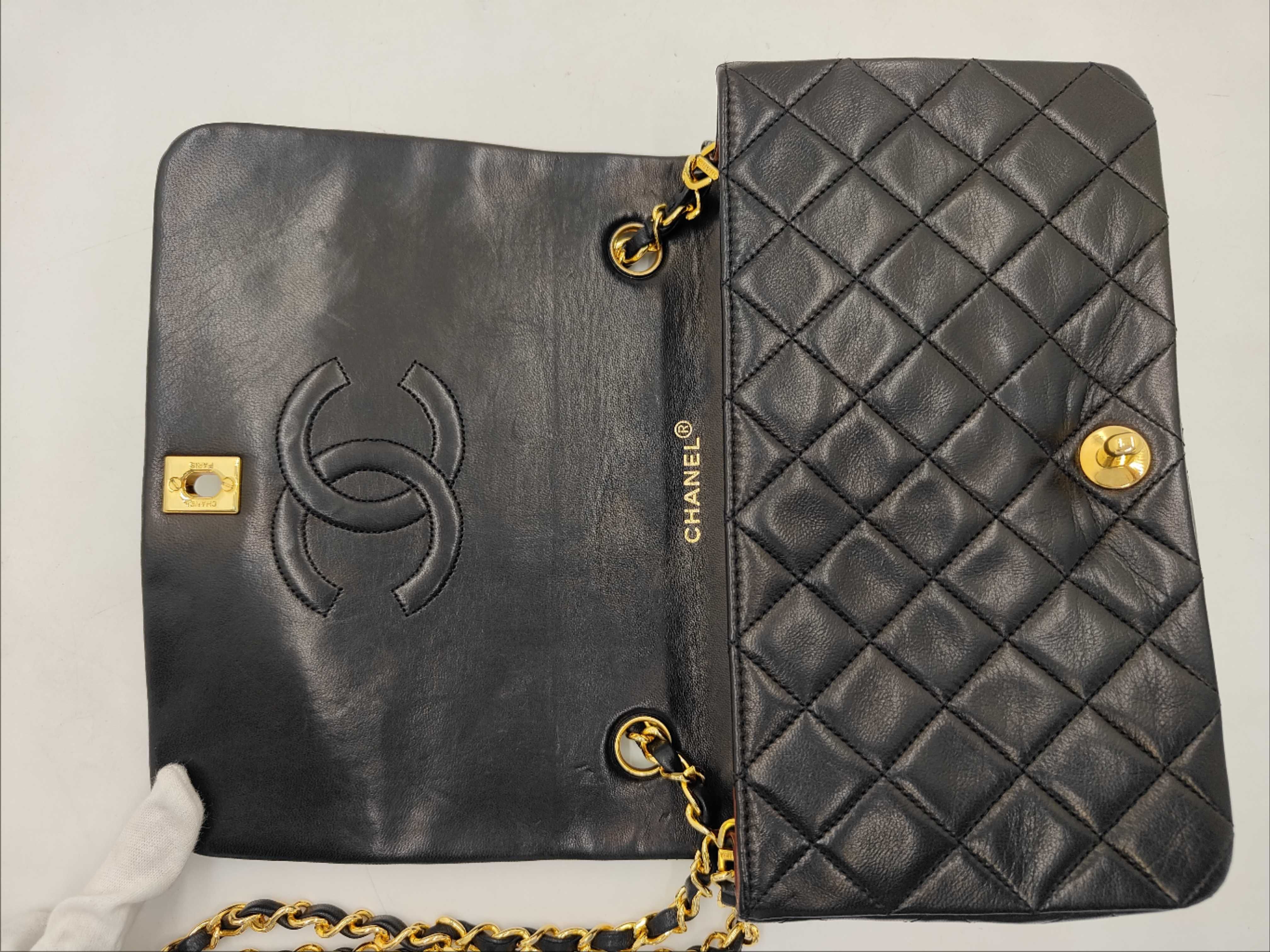 Matelassé Full Flap Shoulder Bag, Black, with Box — view 8
