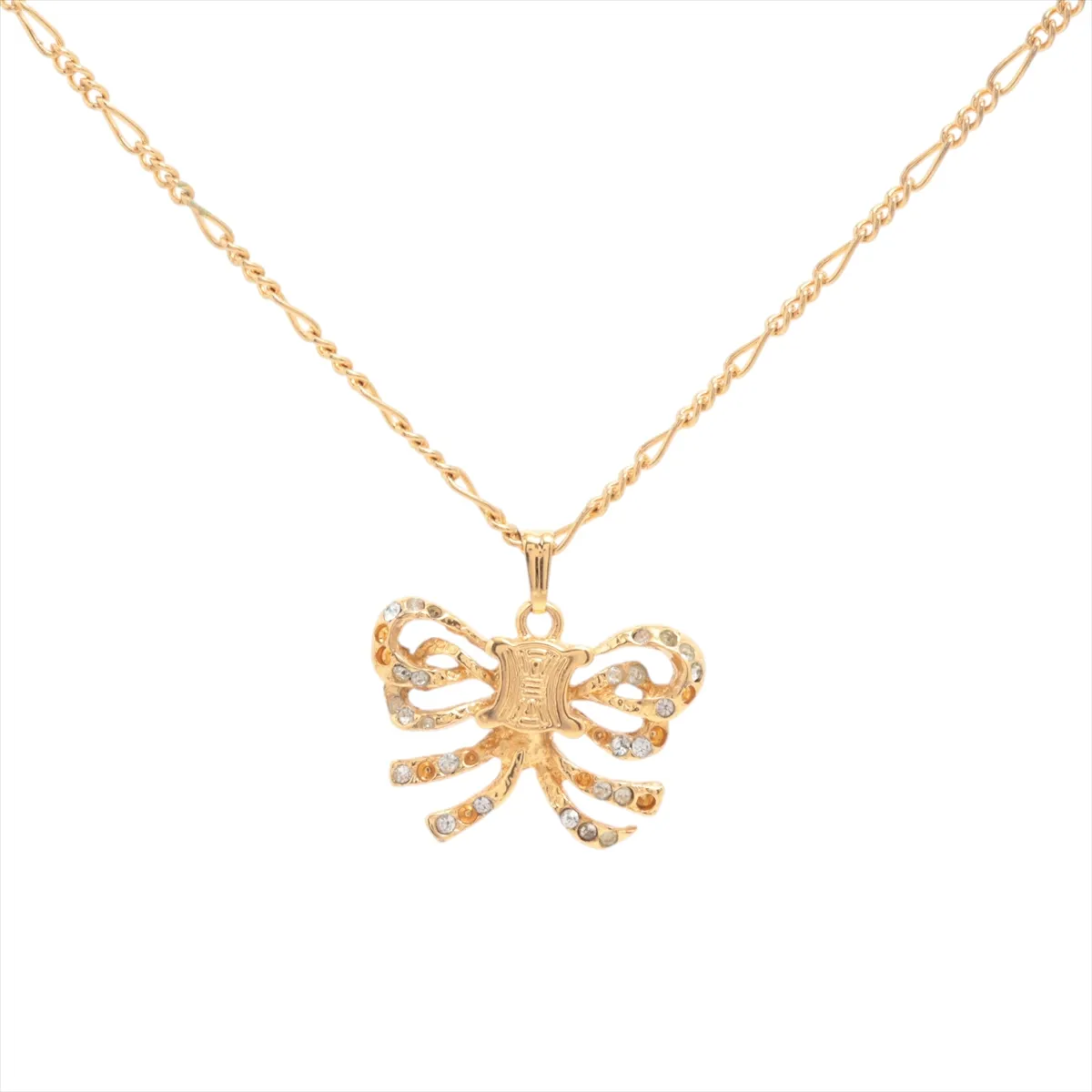 Macadam Necklace, GP x Rhinestones, Gold. Shows signs of wear,