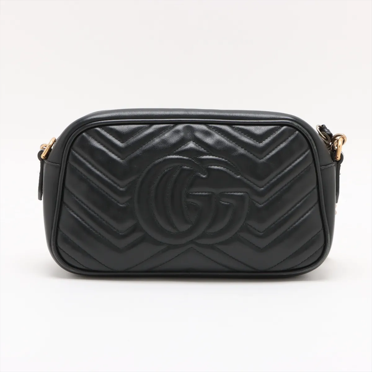 GG Marmont Leather Chain Shoulder Bag Black 447632 — view 2