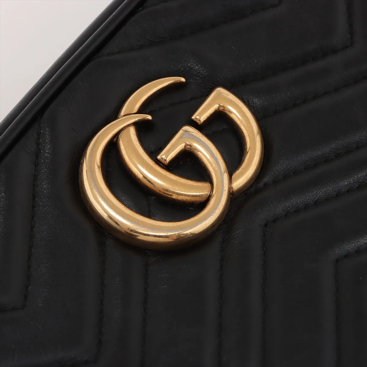 GG Marmont Leather Chain Shoulder Bag Black 447632 — view 12