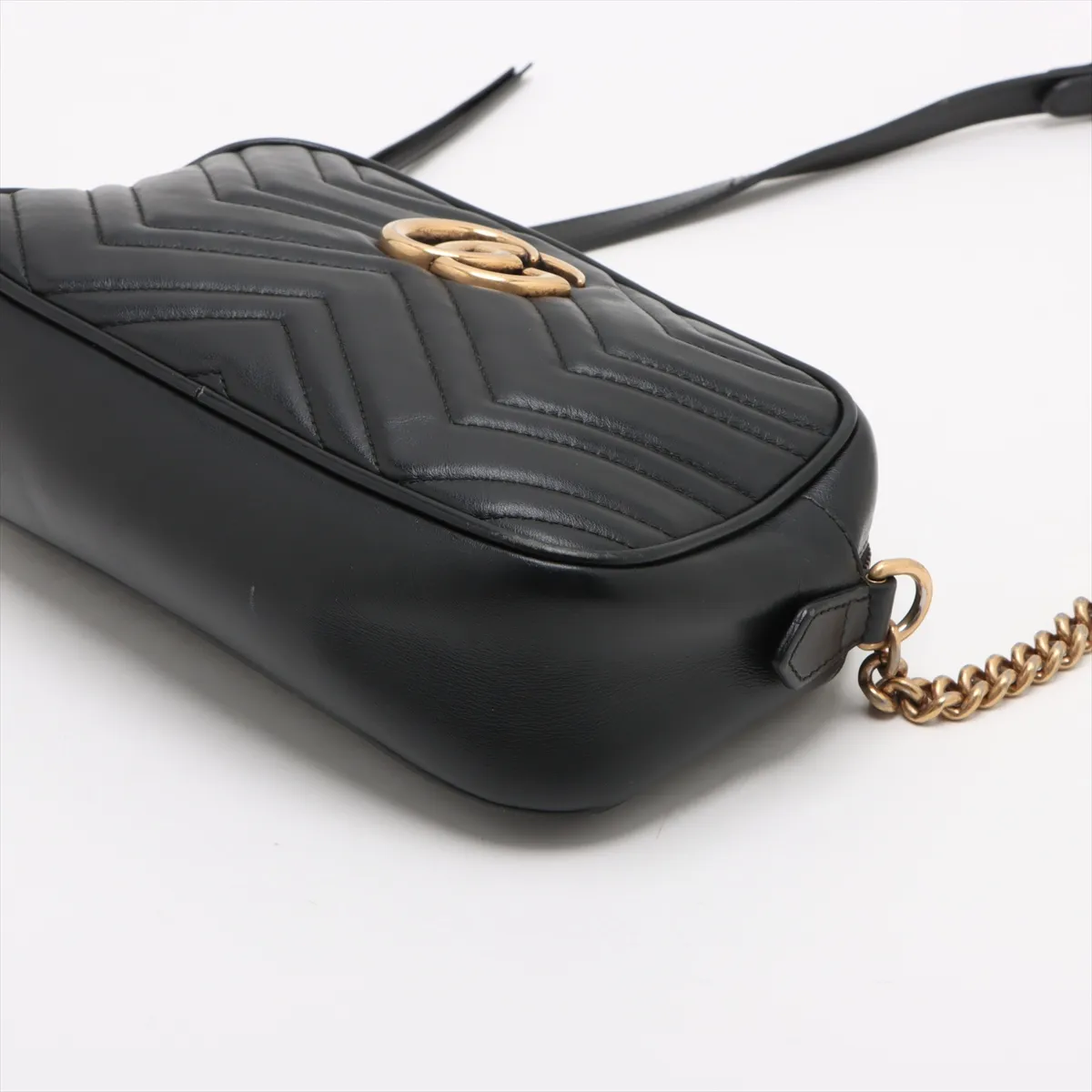 GG Marmont Leather Chain Shoulder Bag Black 447632 — view 3