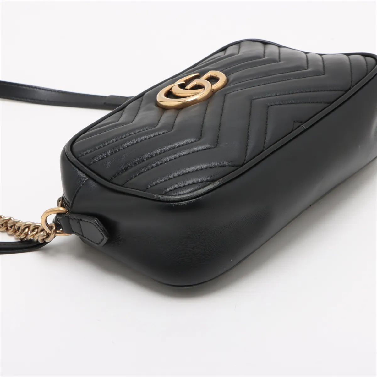 GG Marmont Leather Chain Shoulder Bag Black 447632 — view 4