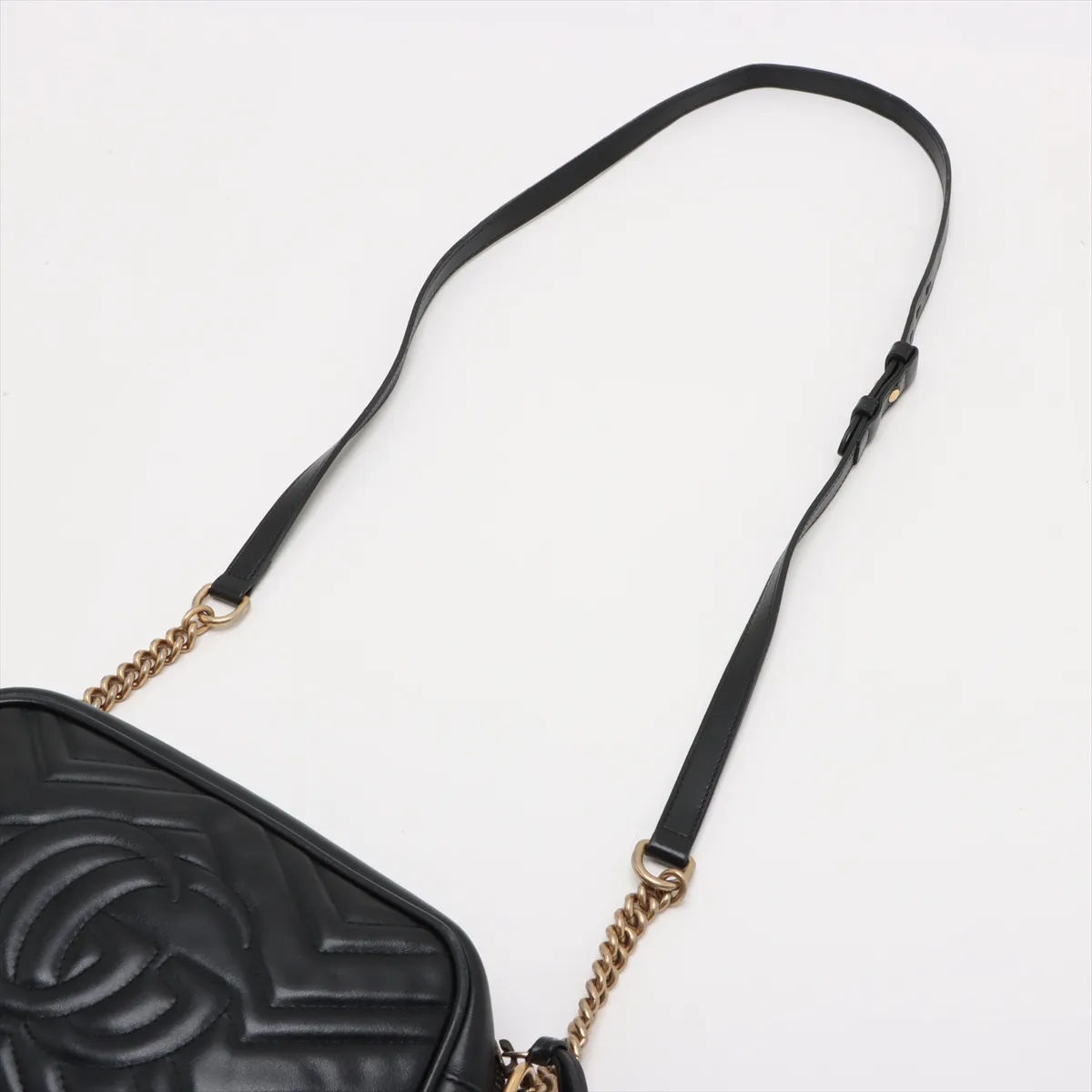 GG Marmont Leather Chain Shoulder Bag Black 447632 — view 5