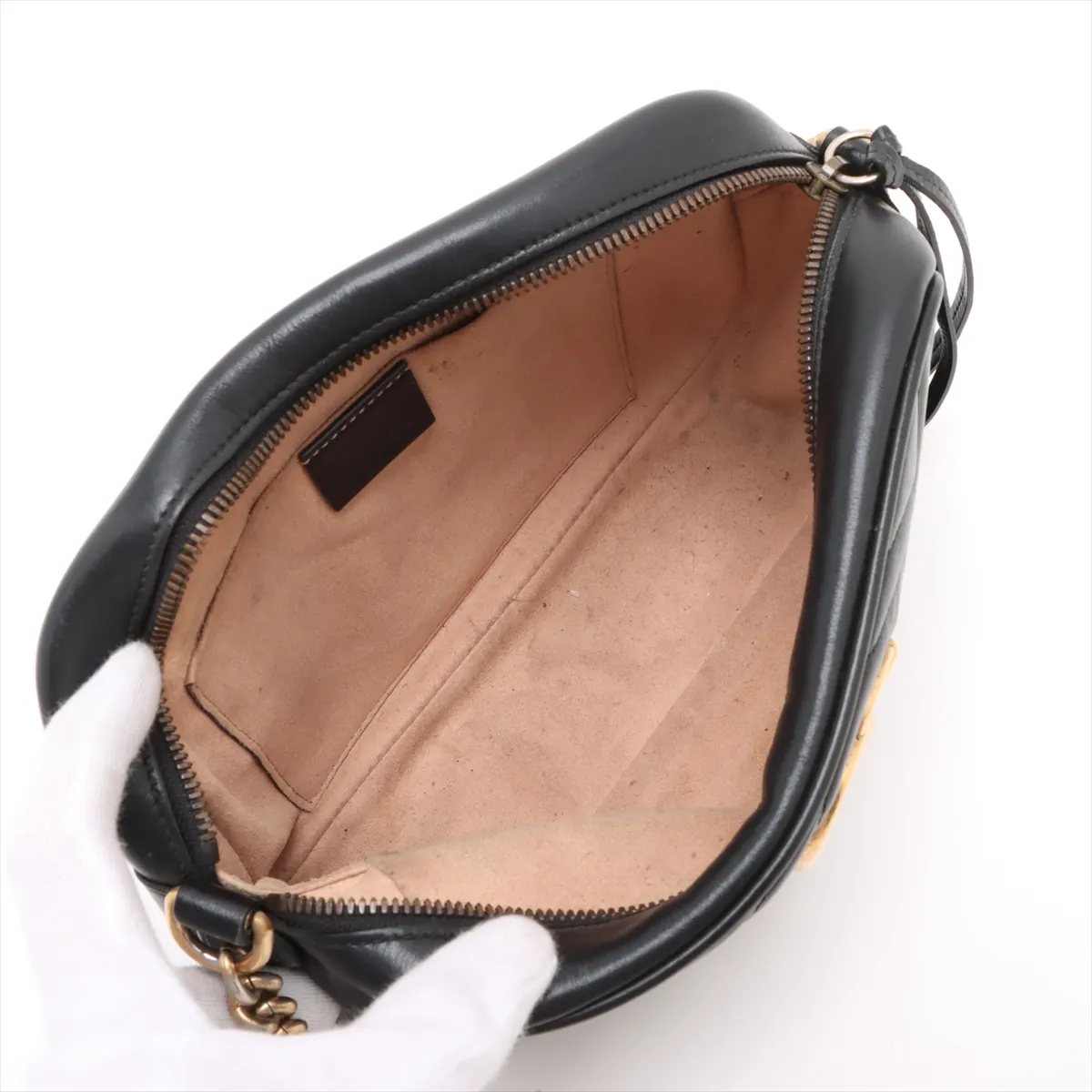 GG Marmont Leather Chain Shoulder Bag Black 447632 — view 6