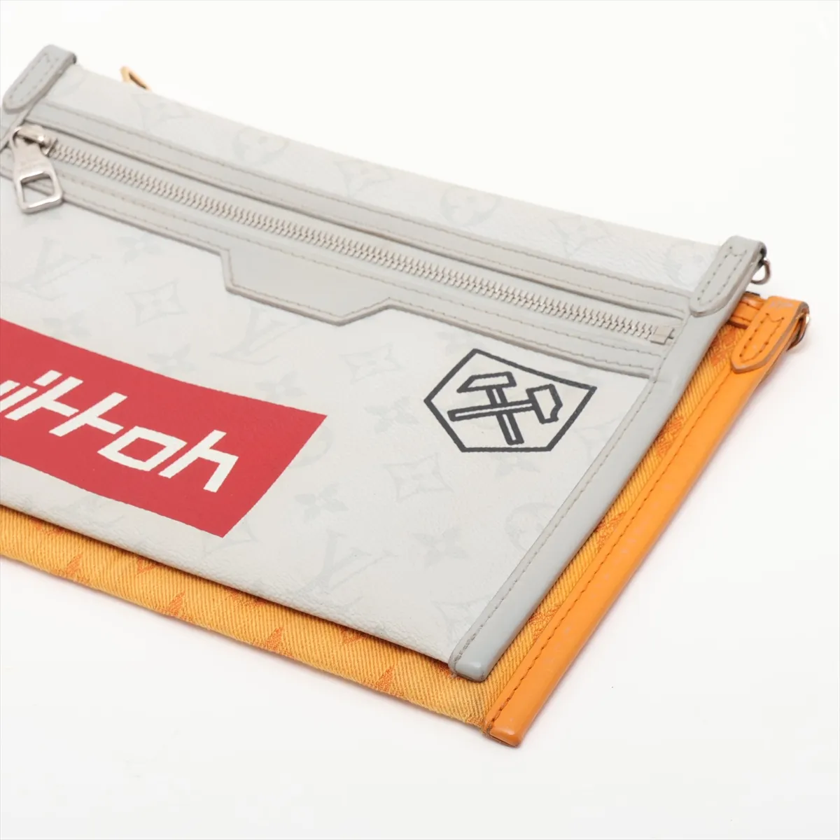 White Monogram Flat Messenger Bag M44640 CA1149 Gray x Orange (RFID detected) — view 5