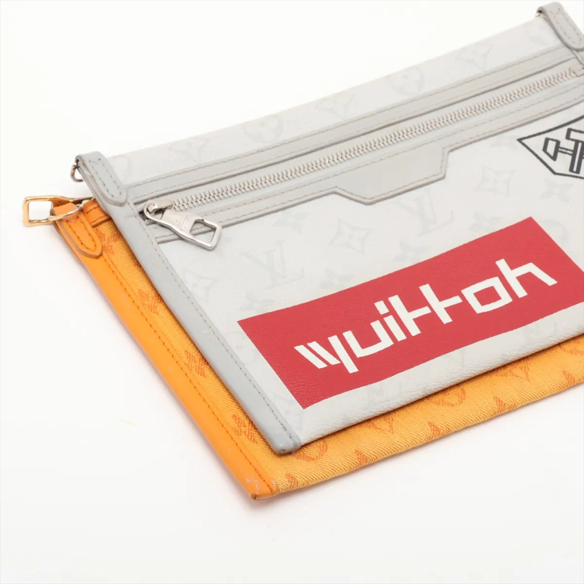 White Monogram Flat Messenger Bag M44640 CA1149 Gray x Orange (RFID detected) — view 6