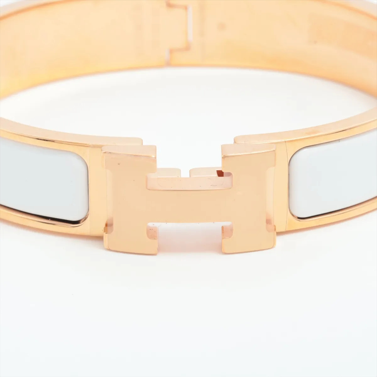 Click H Fan Bracelet, GP x Enamel, Gold x White, — view 3
