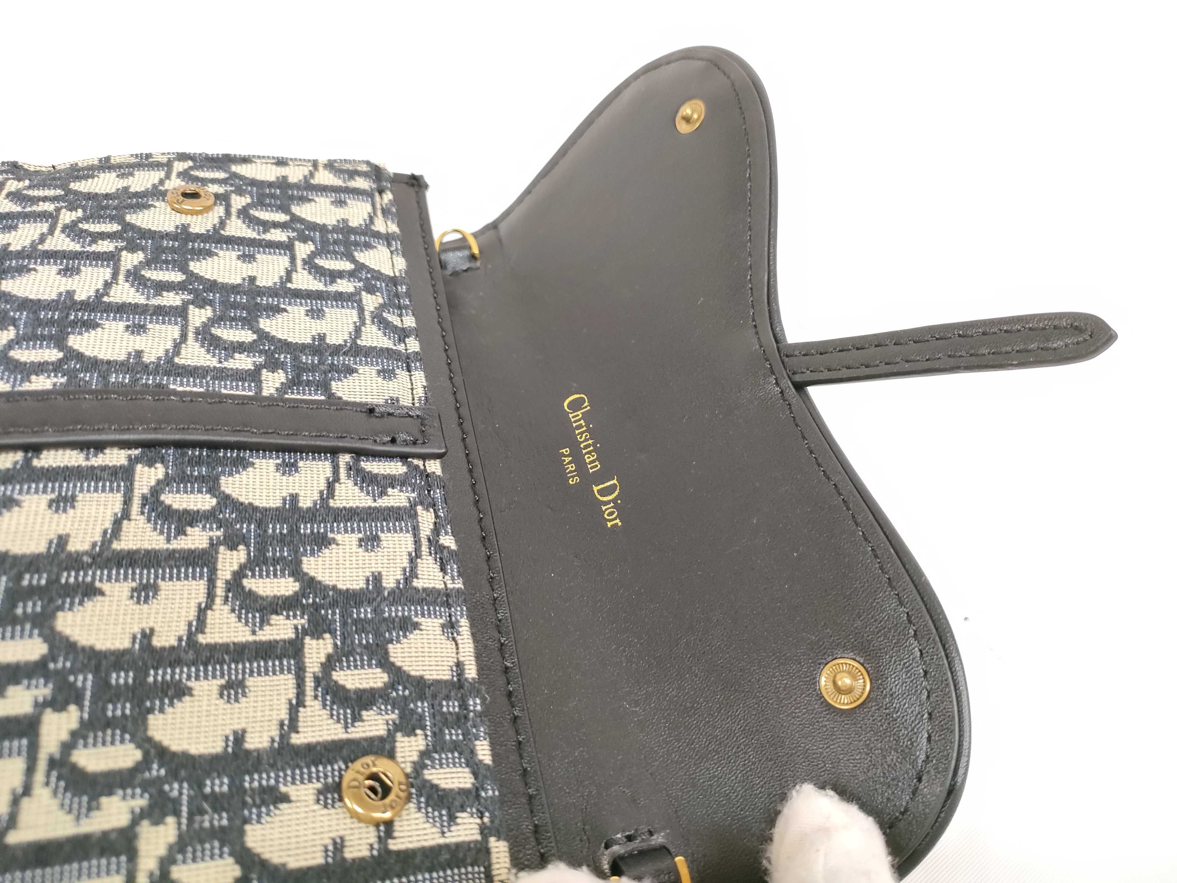 Trotter Christian Dior Oblique Saddle Chain Pouch Bag Wallet Small Pouch — view 10