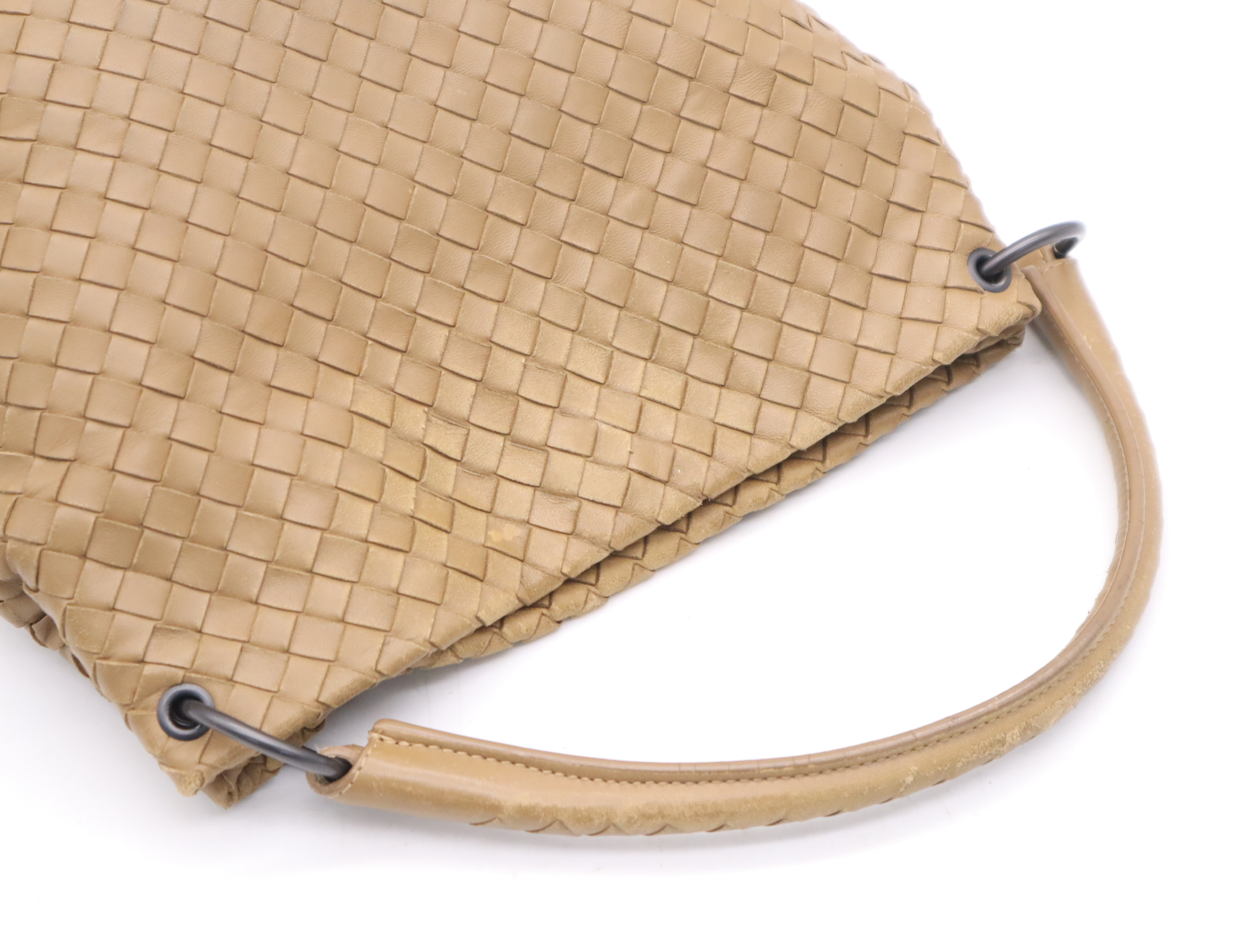 Leather Intrecciato One-Shoulder Bag, Brown Shoulder Bag — view 6