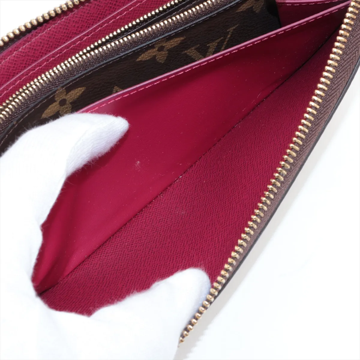 Monogram Portefeuille Clemence M60742 CA0119 Fuchsia Round Zip Wallet — view 7