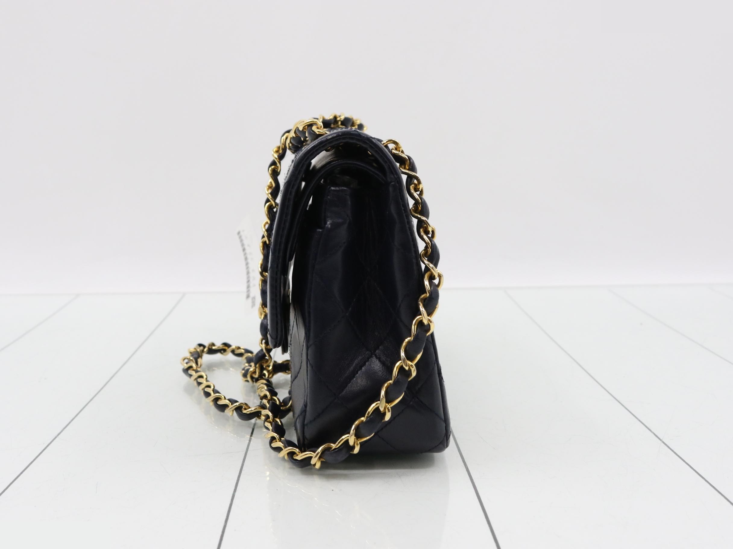 Matelassé Shoulder Bag, Navy — view 3