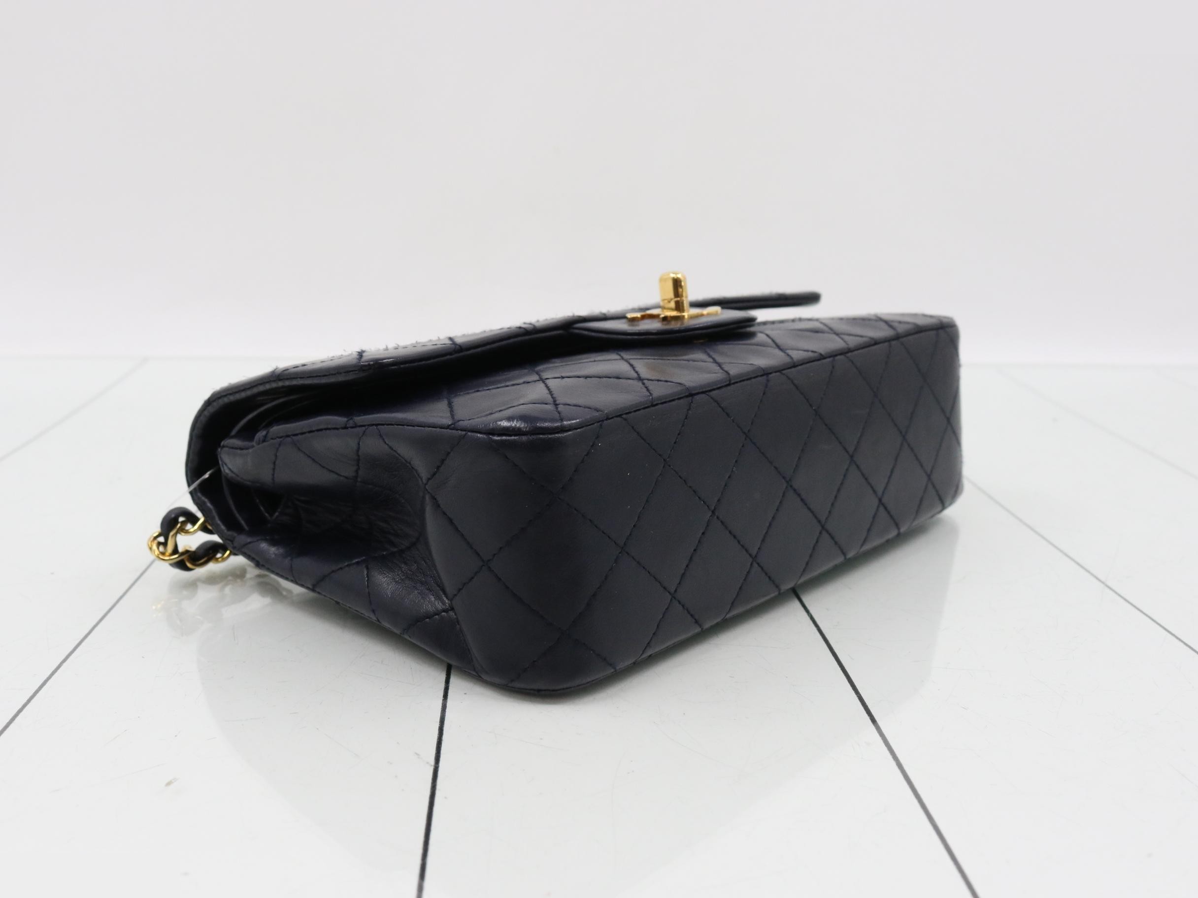 Matelassé Shoulder Bag, Navy — view 5