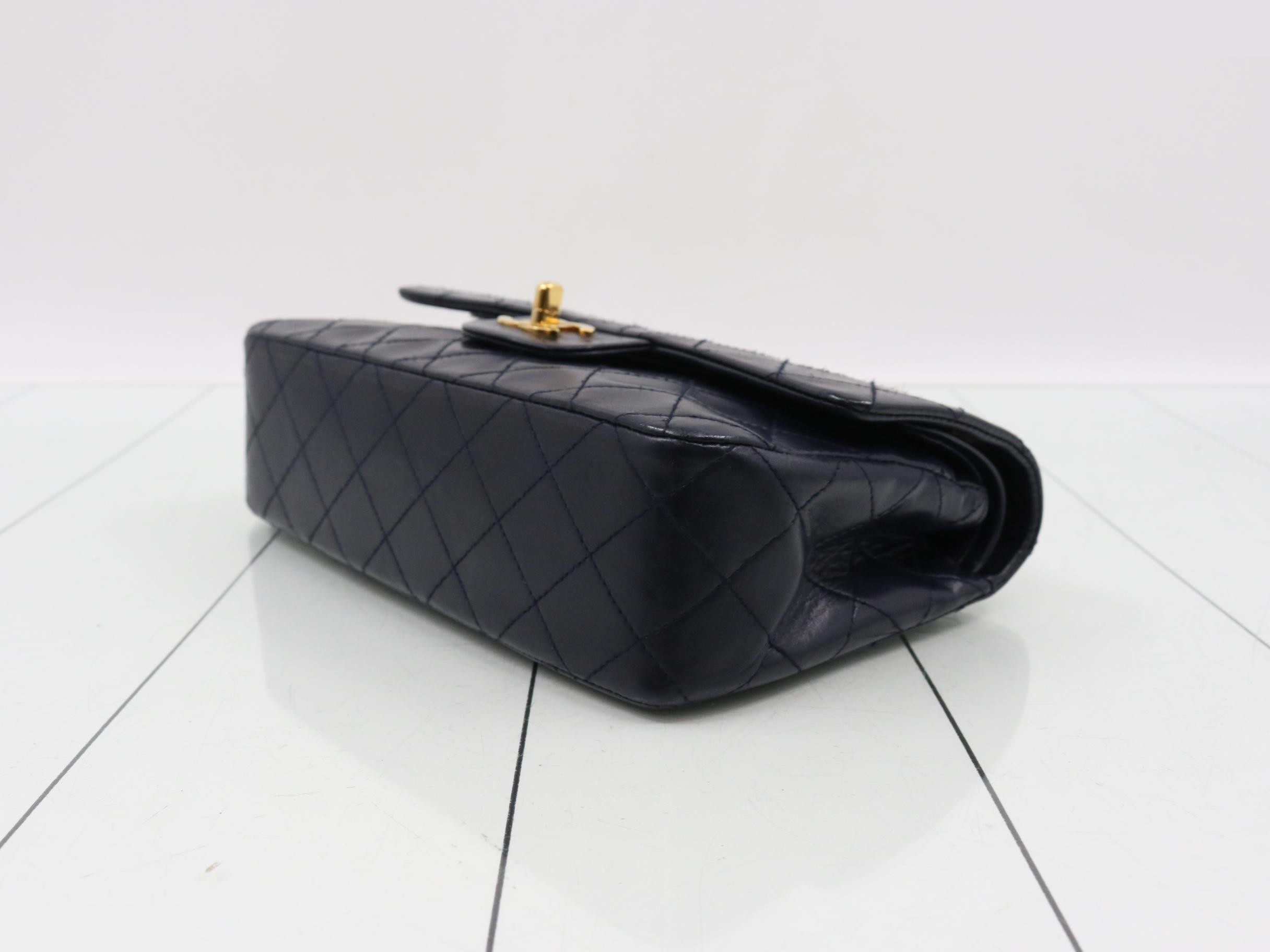 Matelassé Shoulder Bag, Navy — view 6