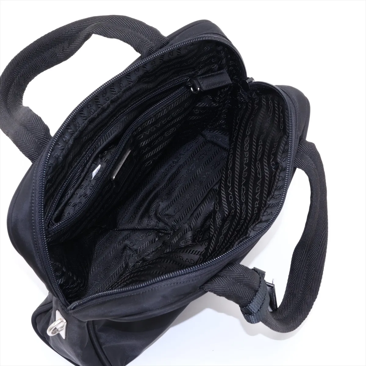 Tessuto Nylon Handbag, Black — view 7