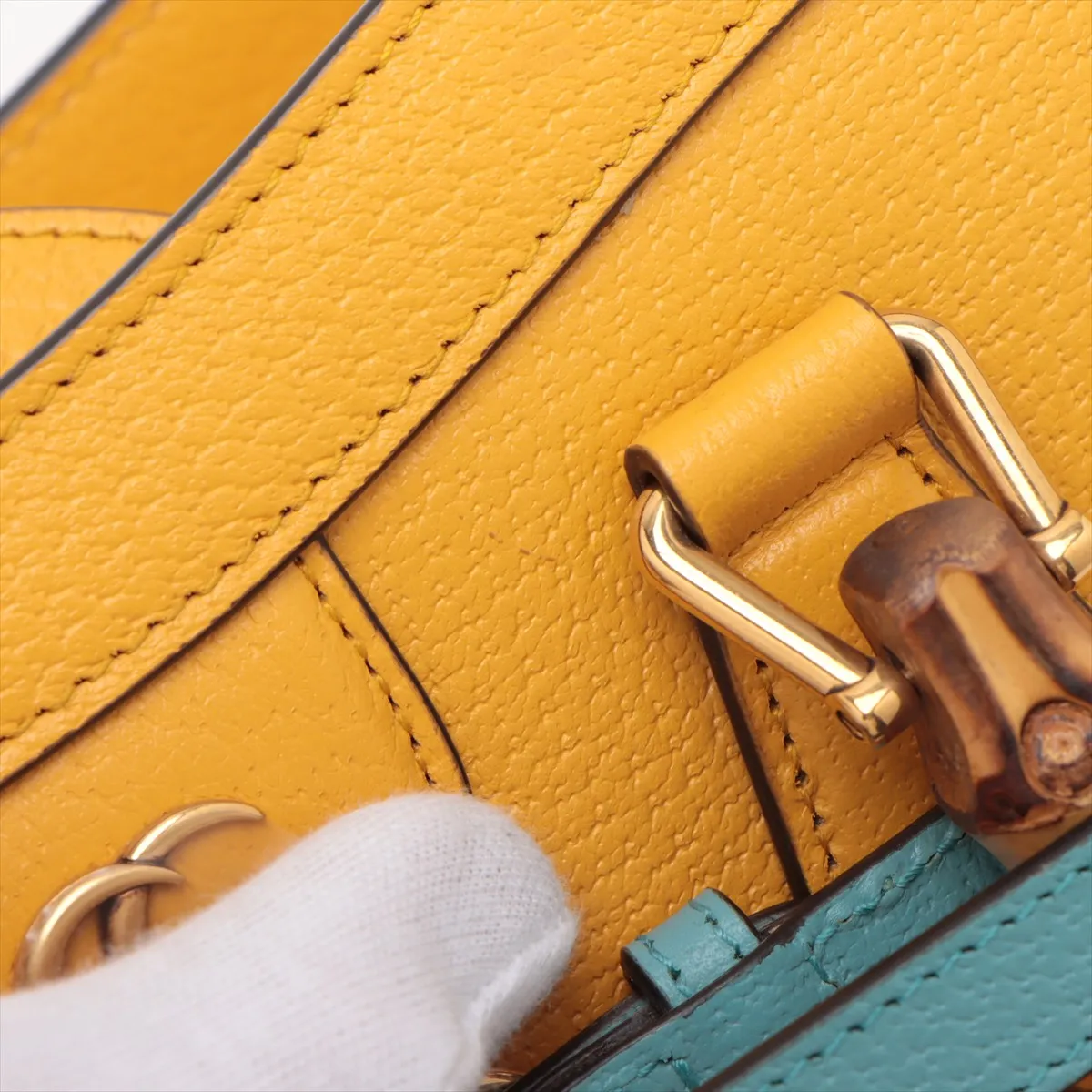 Bamboo Diana Leather 2WAY Handbag Yellow 702721 — view 11