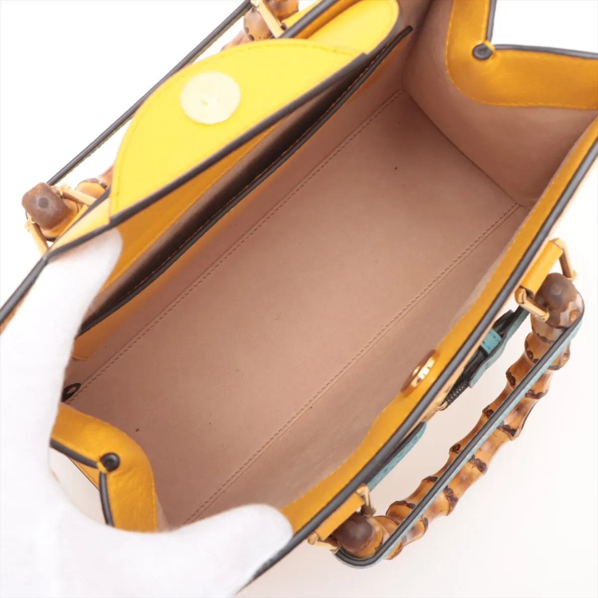 Bamboo Diana Leather 2WAY Handbag Yellow 702721 — view 8